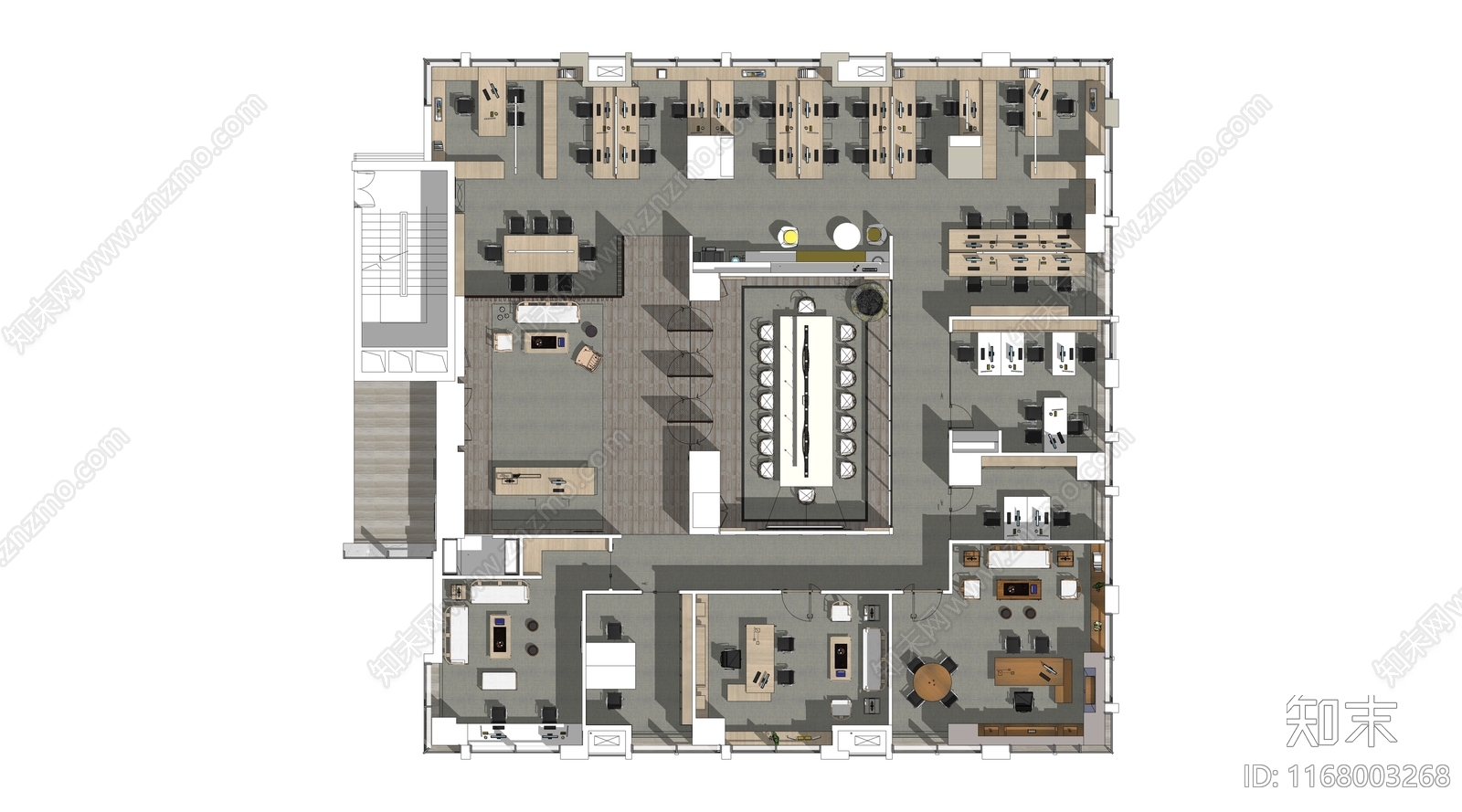 禅意办公大堂SU模型下载【ID:1168003268】