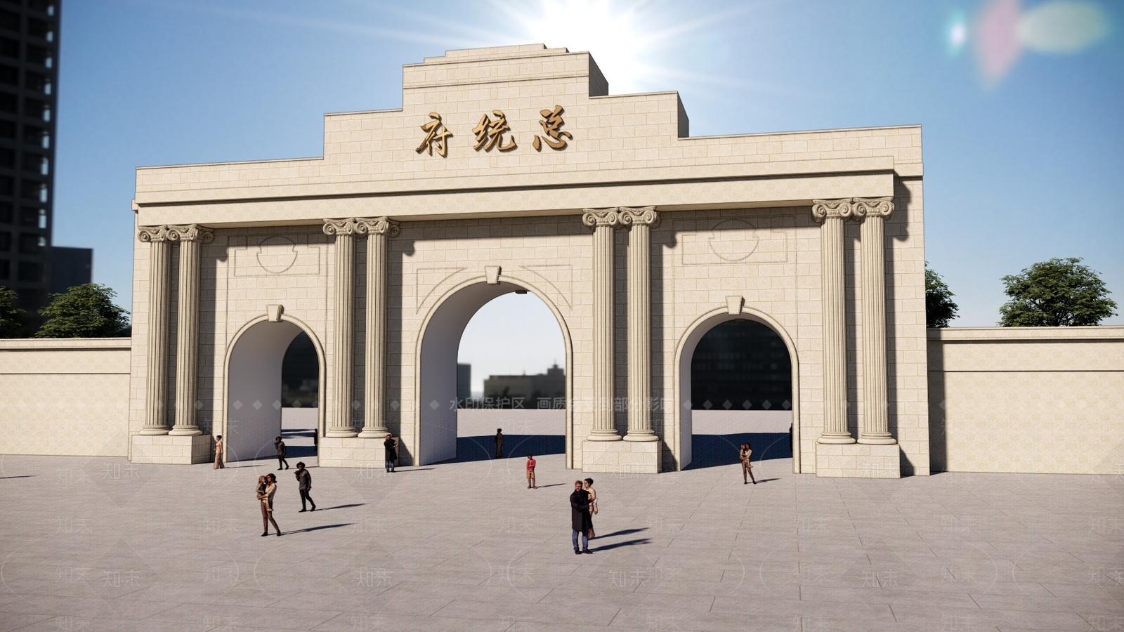 欧式法式入口大门SU模型下载【ID:1168005448】