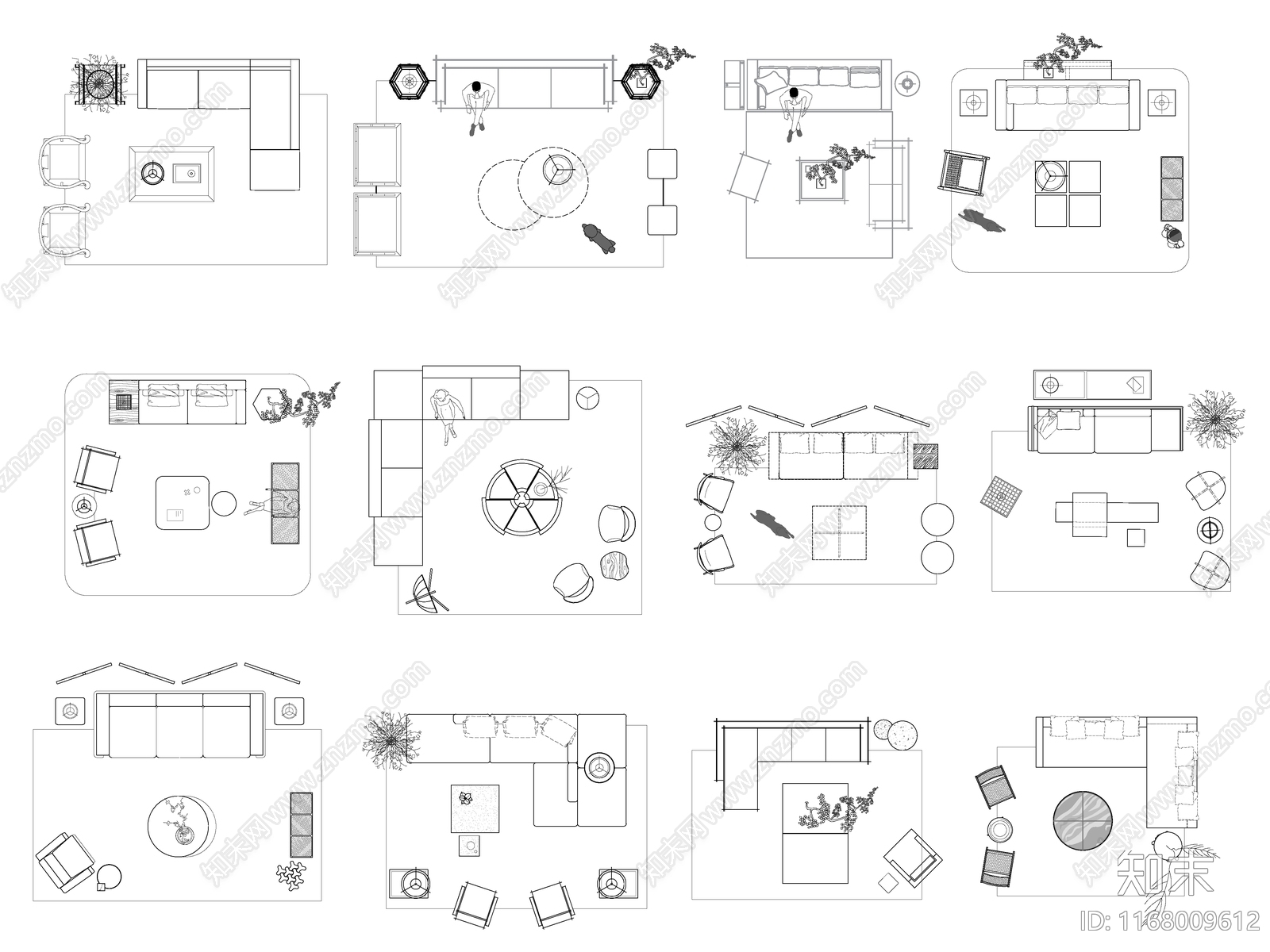 新中式中式综合家具图库施工图下载【ID:1168009612】