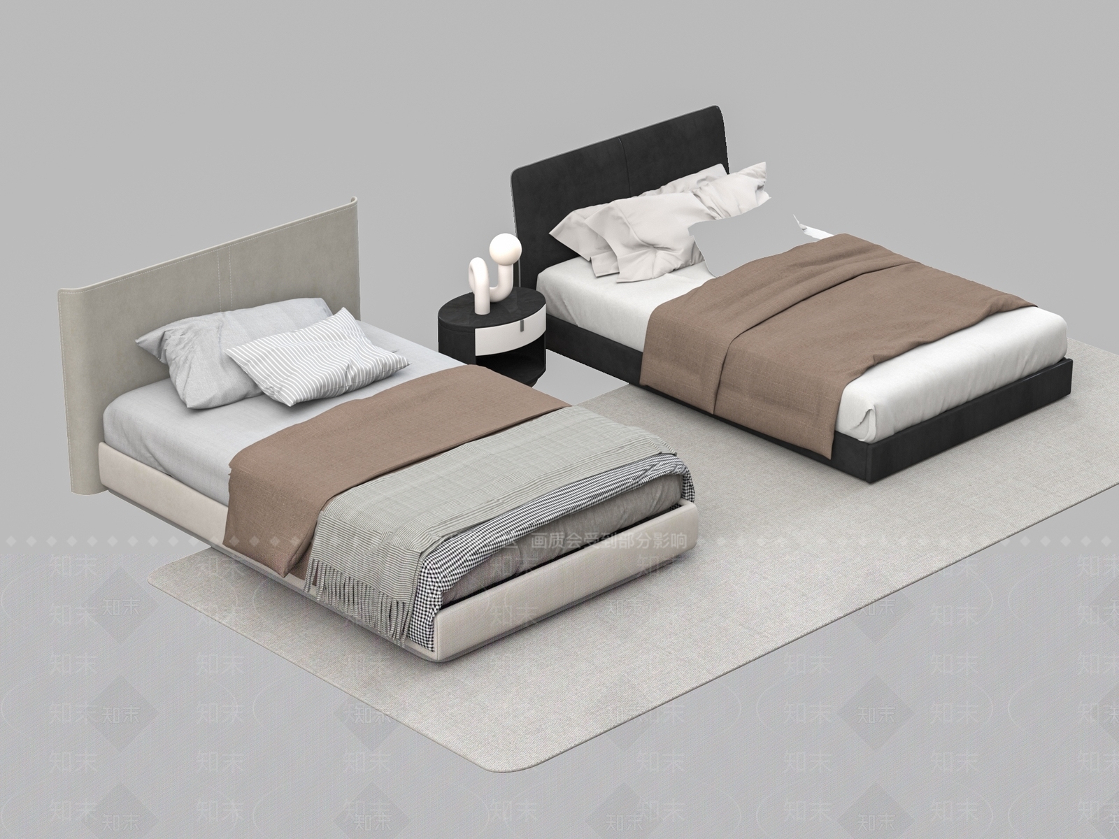 现代单人床3D模型下载【ID:1168012094】