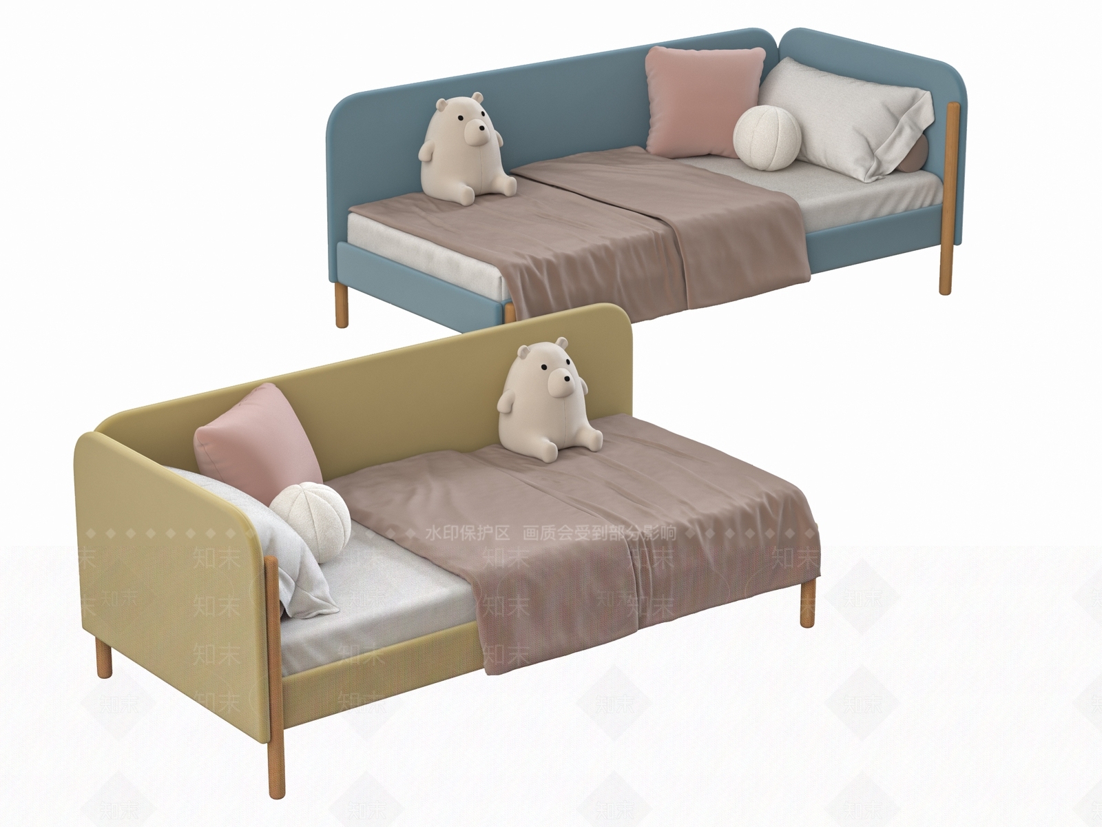 现代儿童床3D模型下载【ID:1168012286】