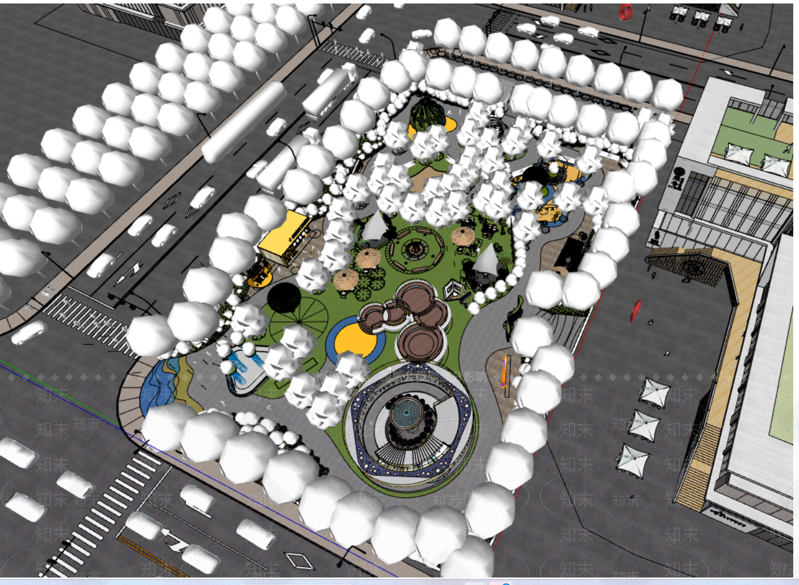 现代口袋公园SU模型下载【ID:1168013534】
