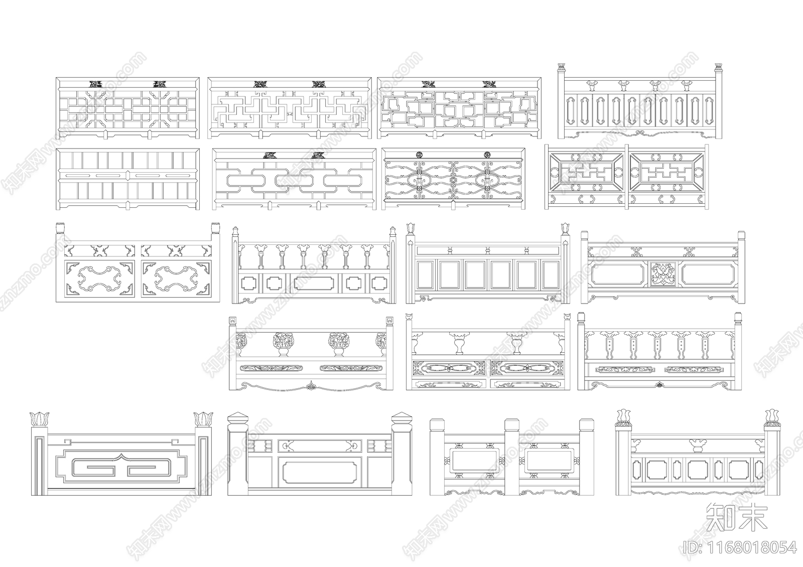 中式简约栏杆施工图下载【ID:1168018054】