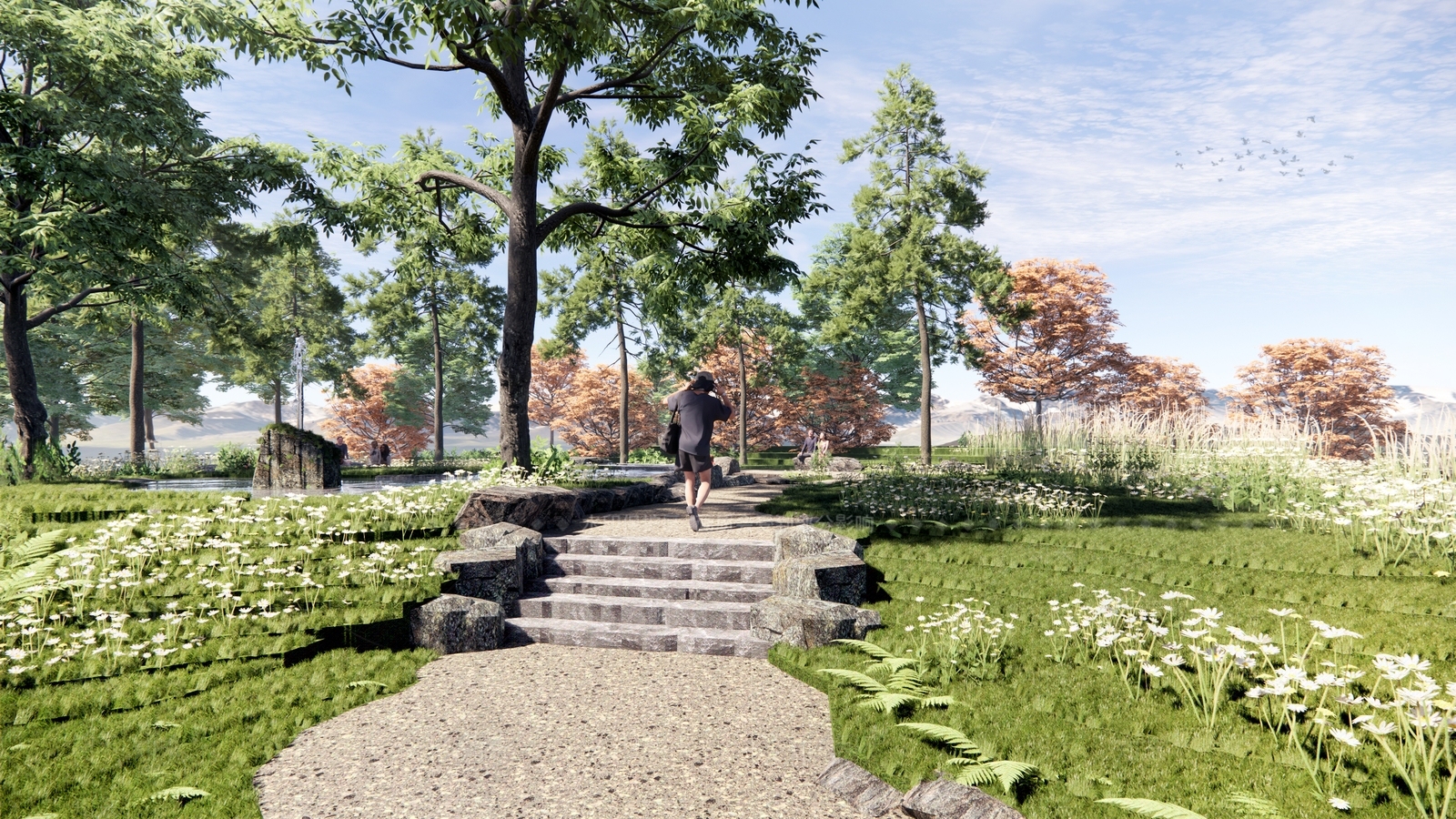 现代简约滨水景观SU模型下载【ID:1168020396】