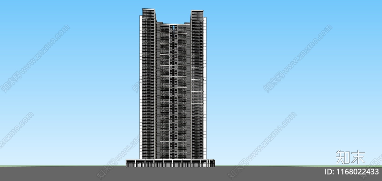 现代高层住宅SU模型下载【ID:1168022433】