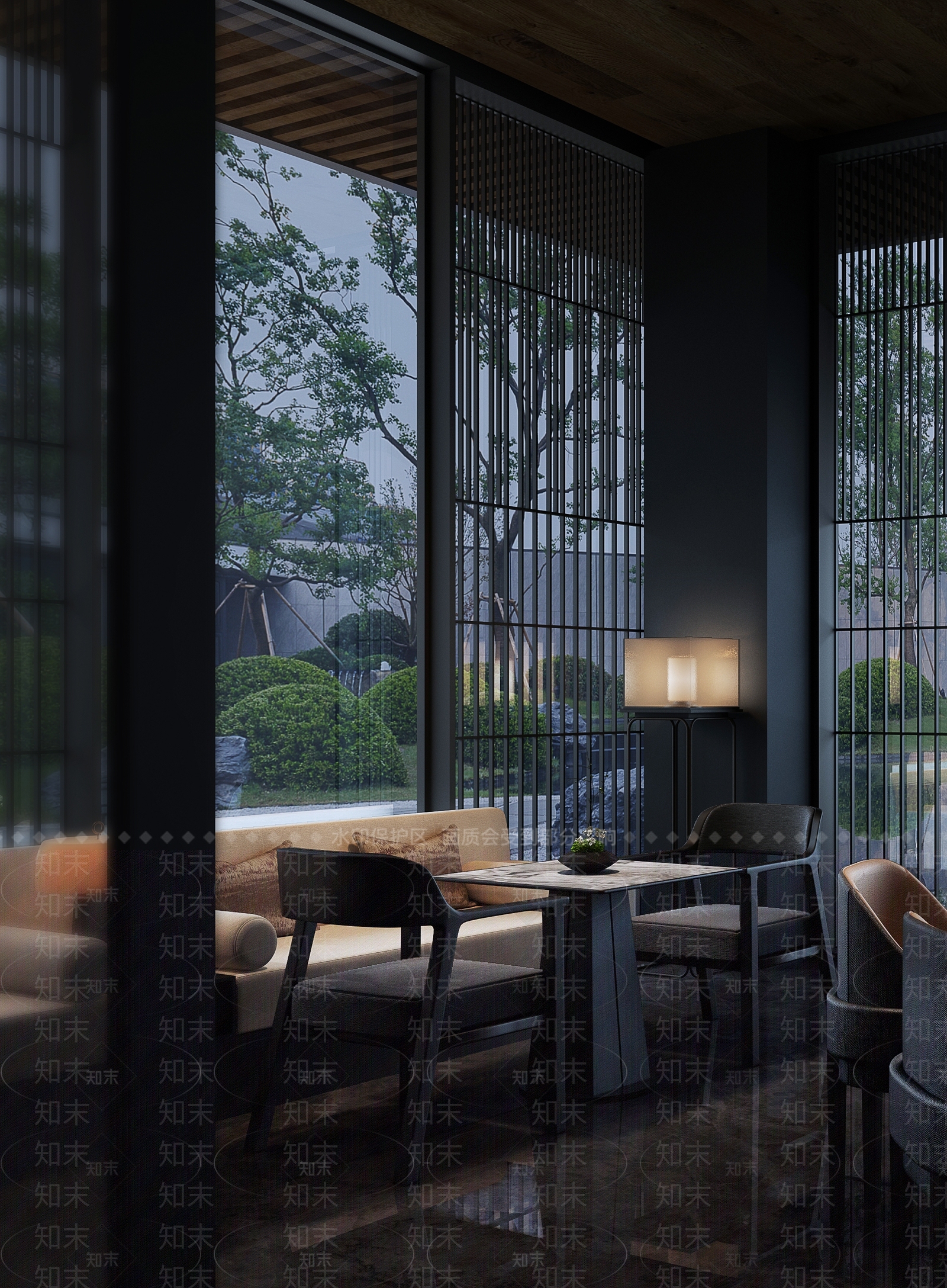 现代新中式休息区3D模型下载【ID:1168022799】