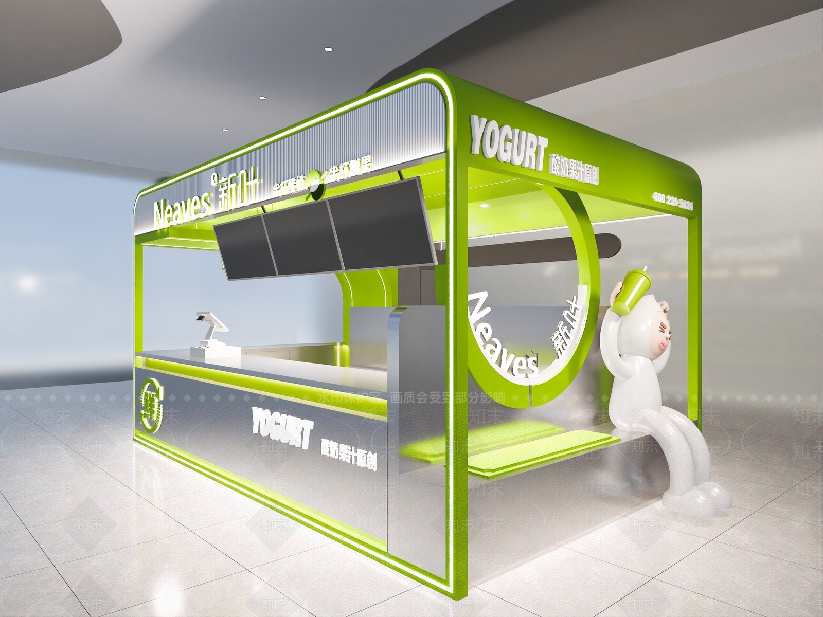 现代奶茶店3D模型下载【ID:1168030962】