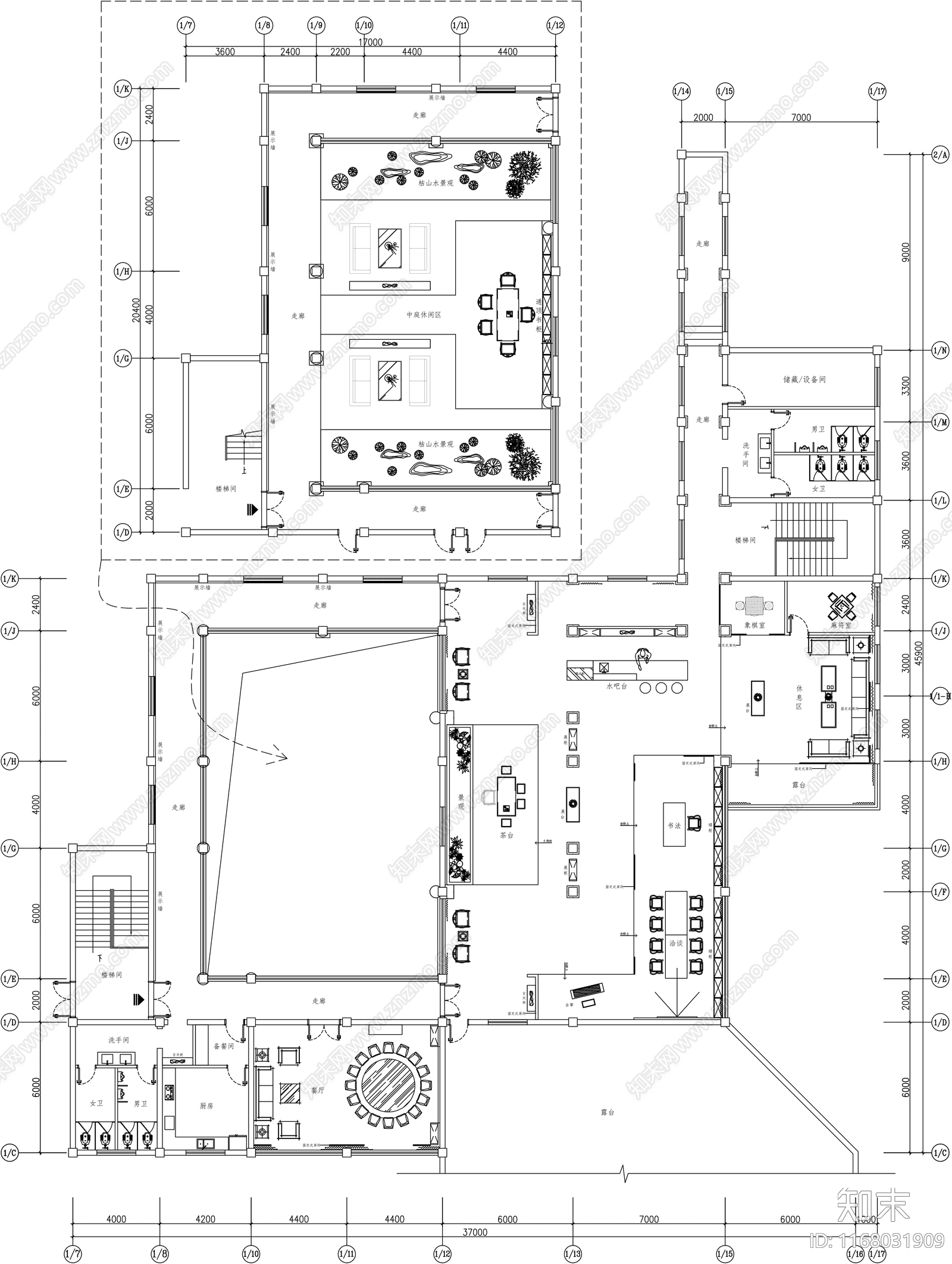 新中式现代其他文化空间cad施工图下载【ID:1168031909】
