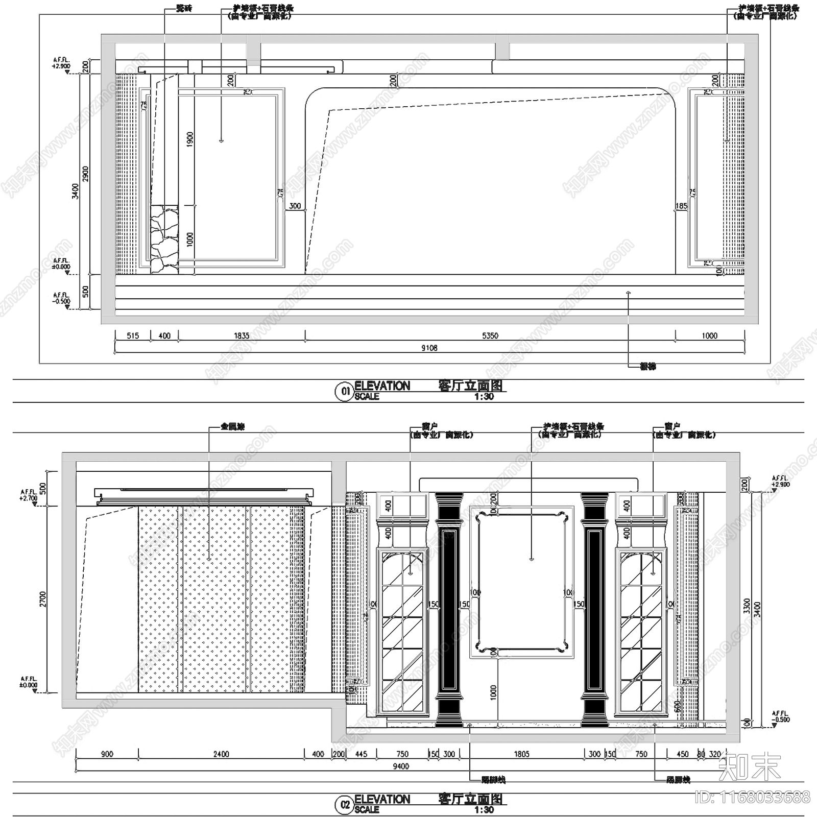 法式欧式昆山金大元三层别墅室内家装cad施工图下载【ID:1168033688】