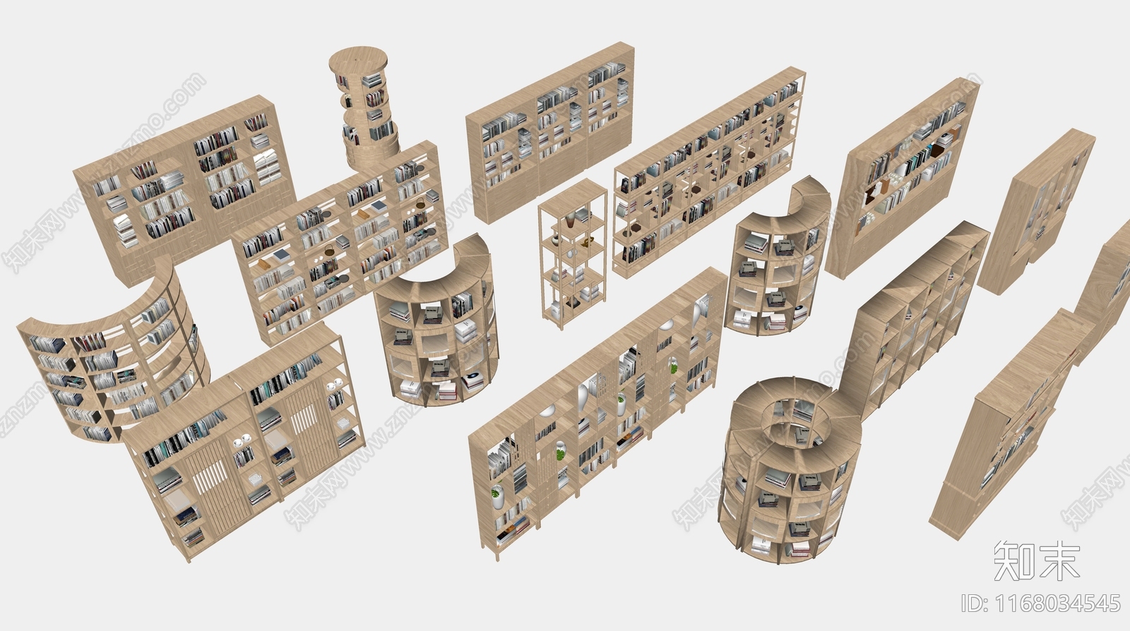 现代新中式书柜SU模型下载【ID:1168034545】