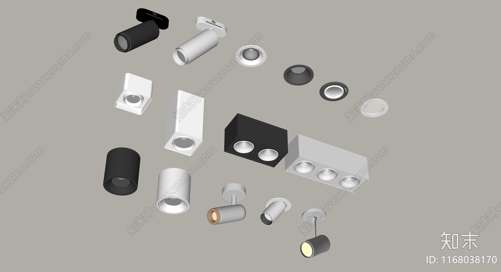 现代筒灯射灯SU模型下载【ID:1168038170】