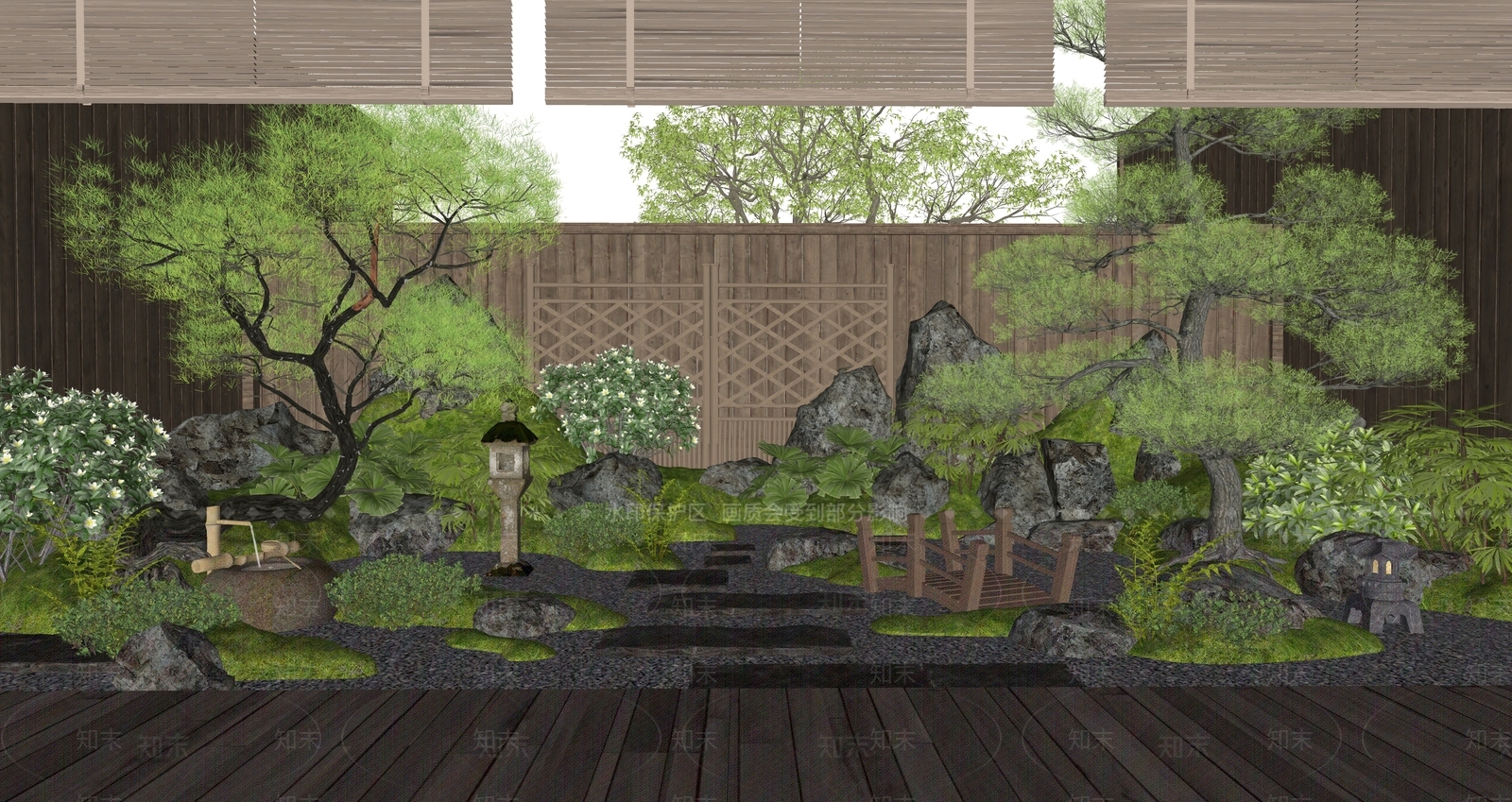日式禅意乡村庭院SU模型下载【ID:1168040237】