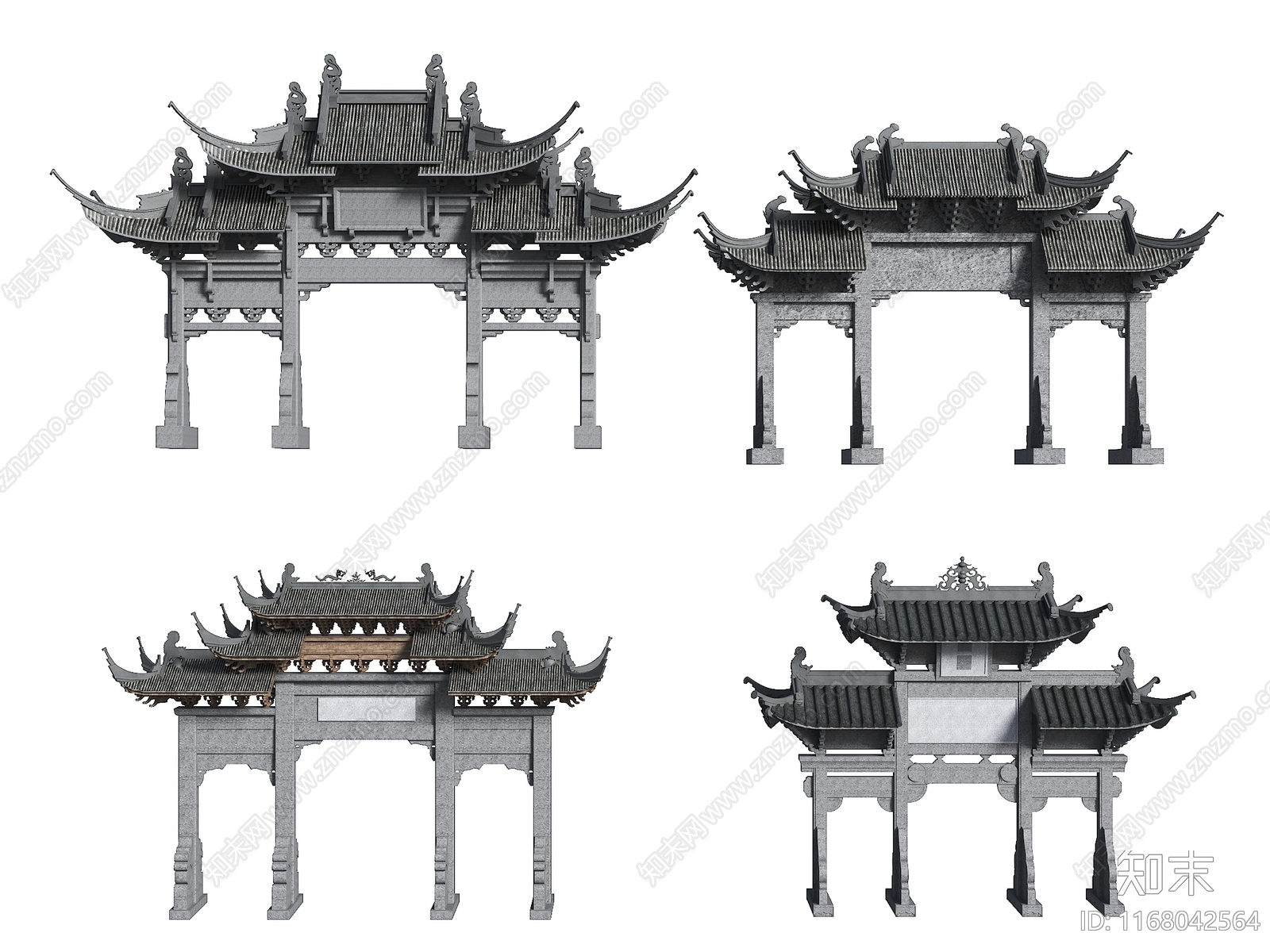 新中式中式牌楼牌坊3D模型下载【ID:1168042564】