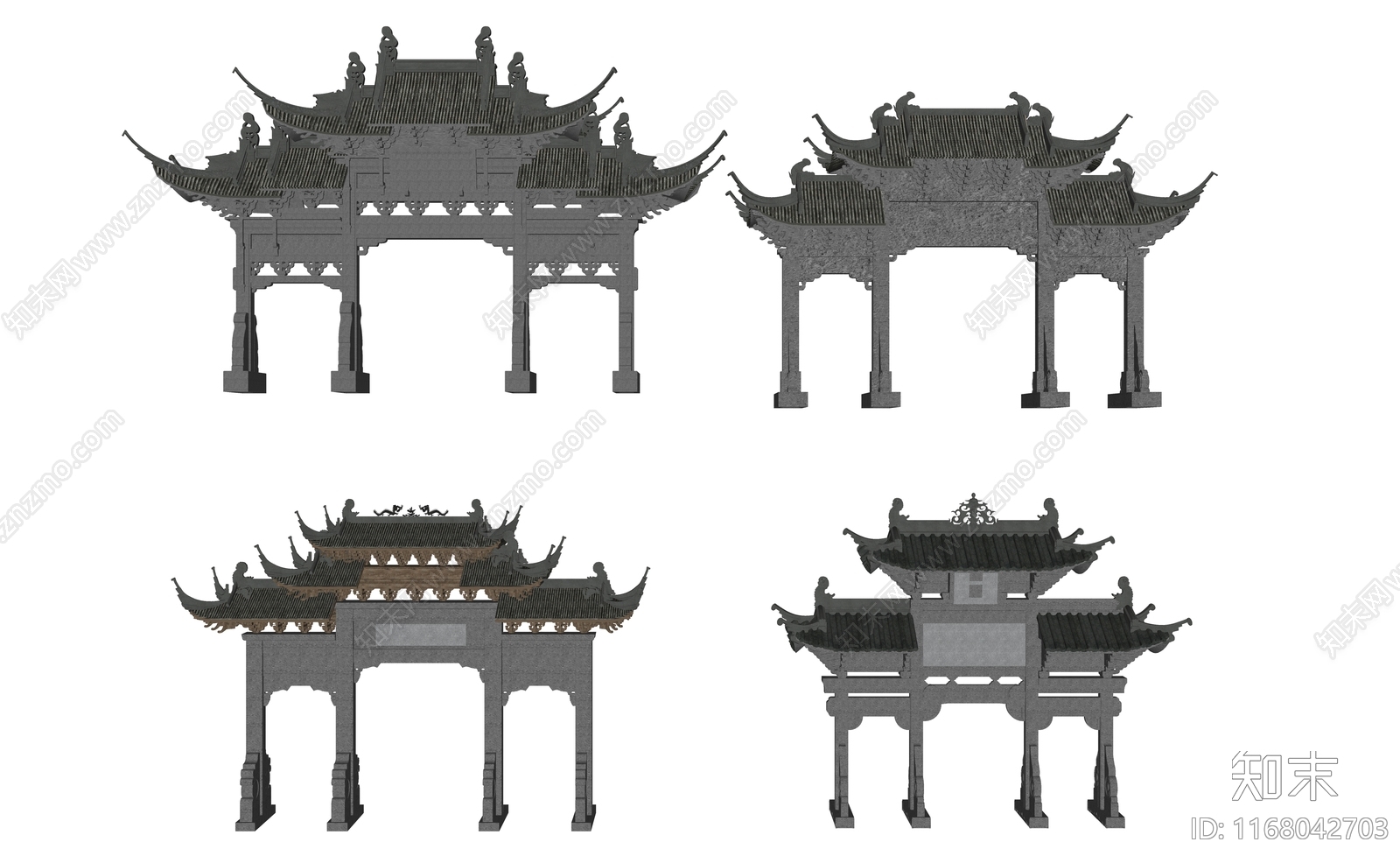 新中式中式牌坊牌楼SU模型下载【ID:1168042703】