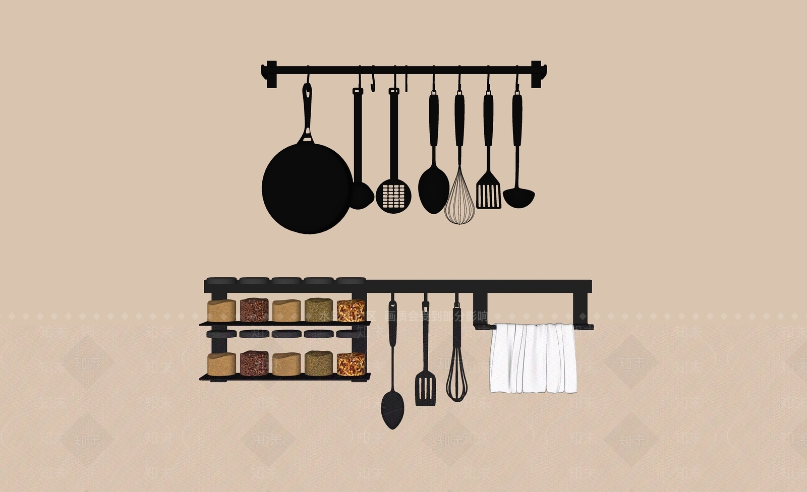 厨房用品组合SU模型下载【ID:1168045890】
