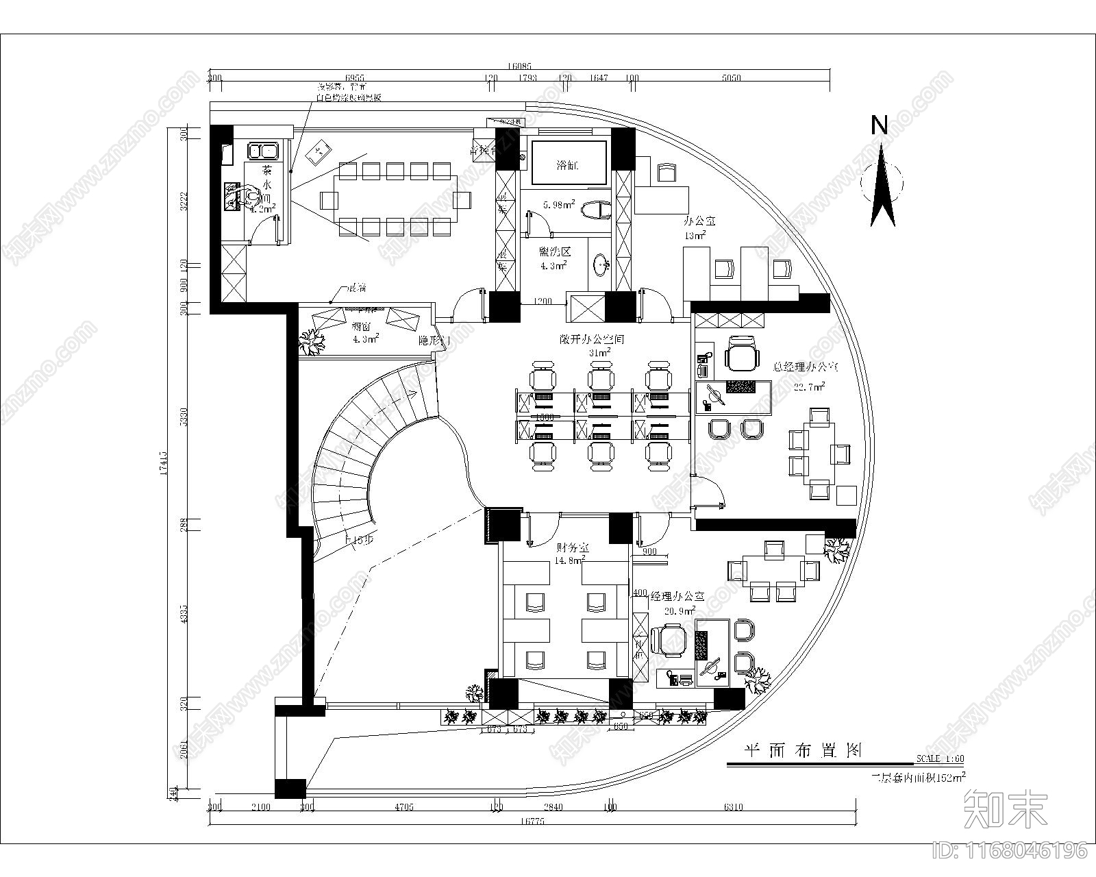 现代整体办公空间cad施工图下载【ID:1168046196】