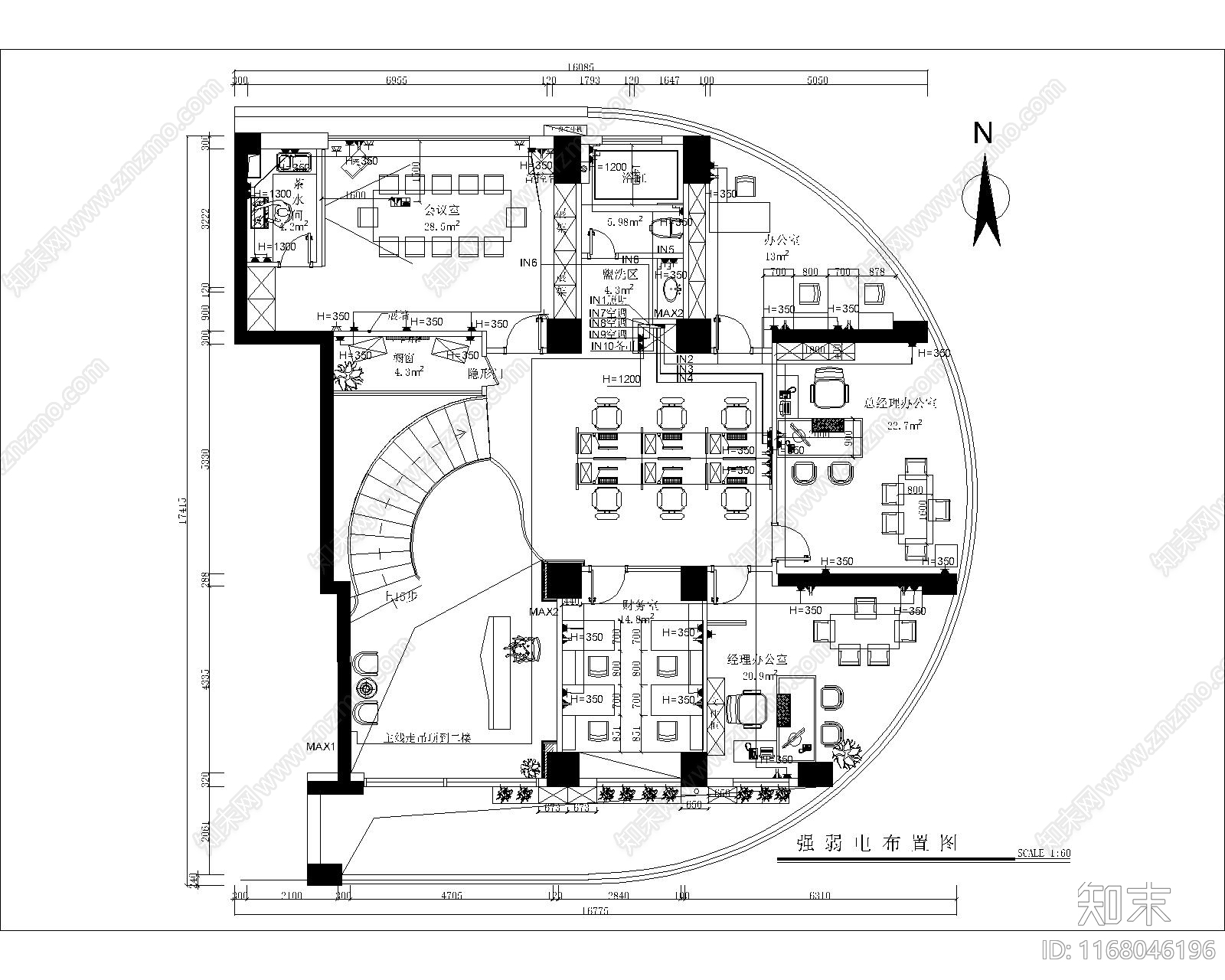现代整体办公空间cad施工图下载【ID:1168046196】
