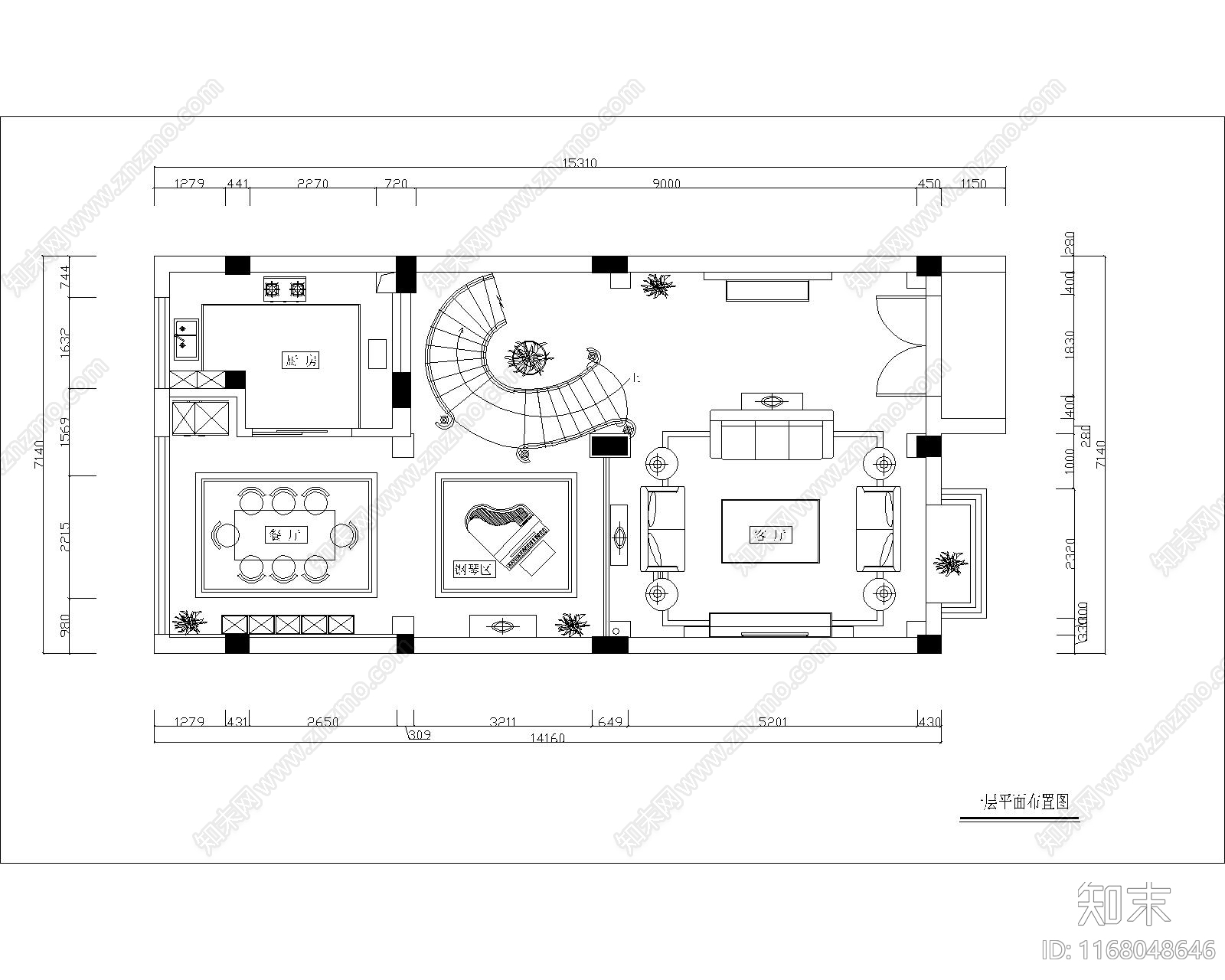 整体家装空间施工图下载【ID:1168048646】