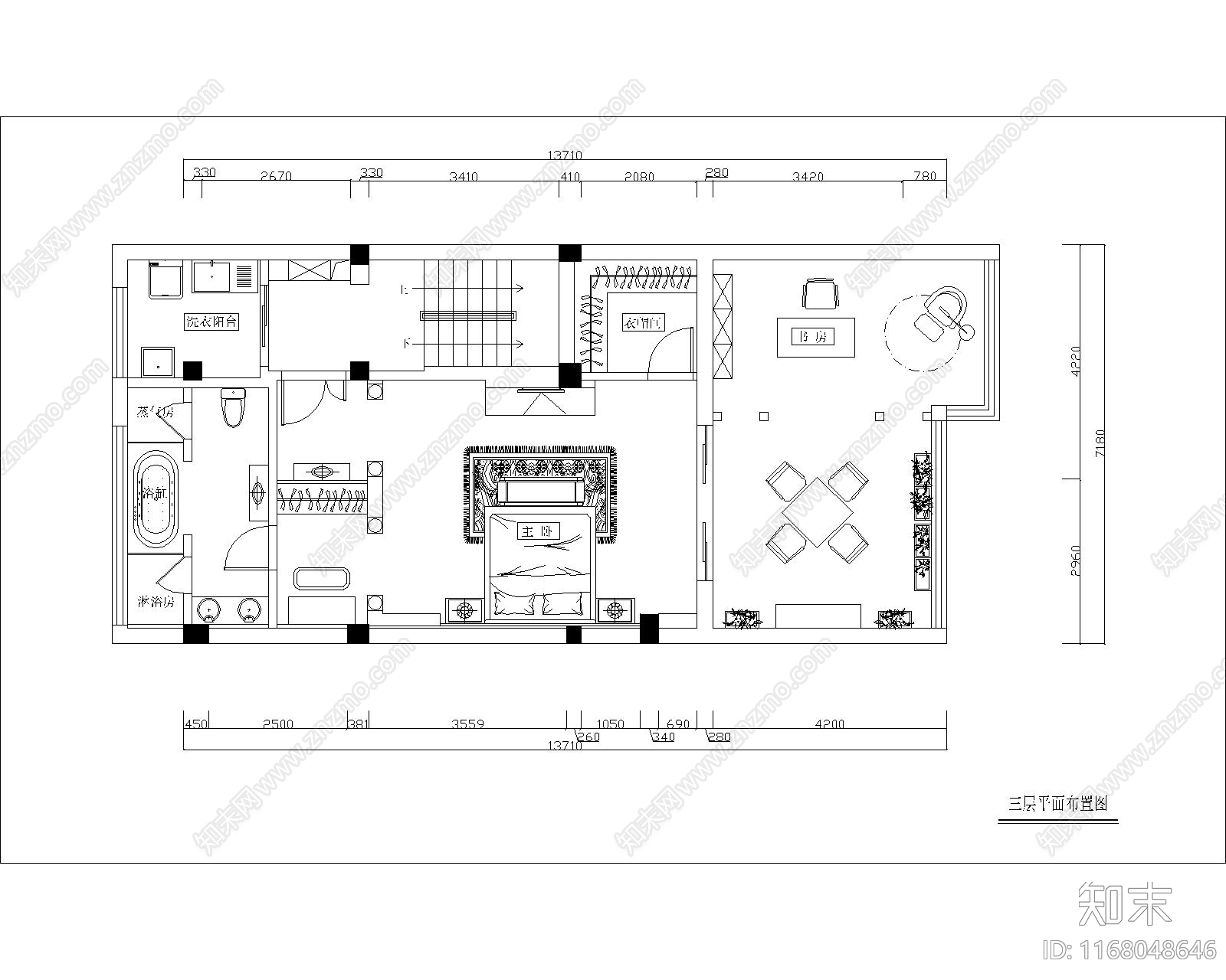 整体家装空间施工图下载【ID:1168048646】