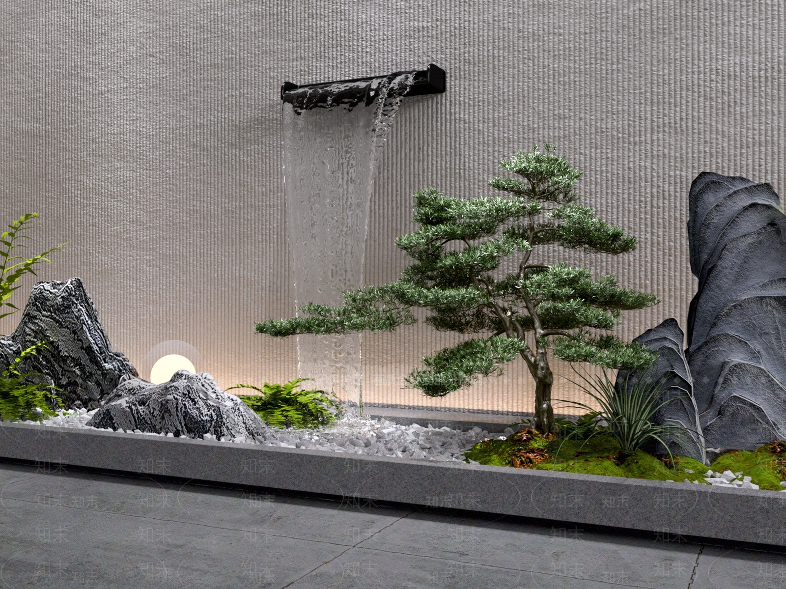 现代新中式假山水景3D模型下载【ID:1168057786】