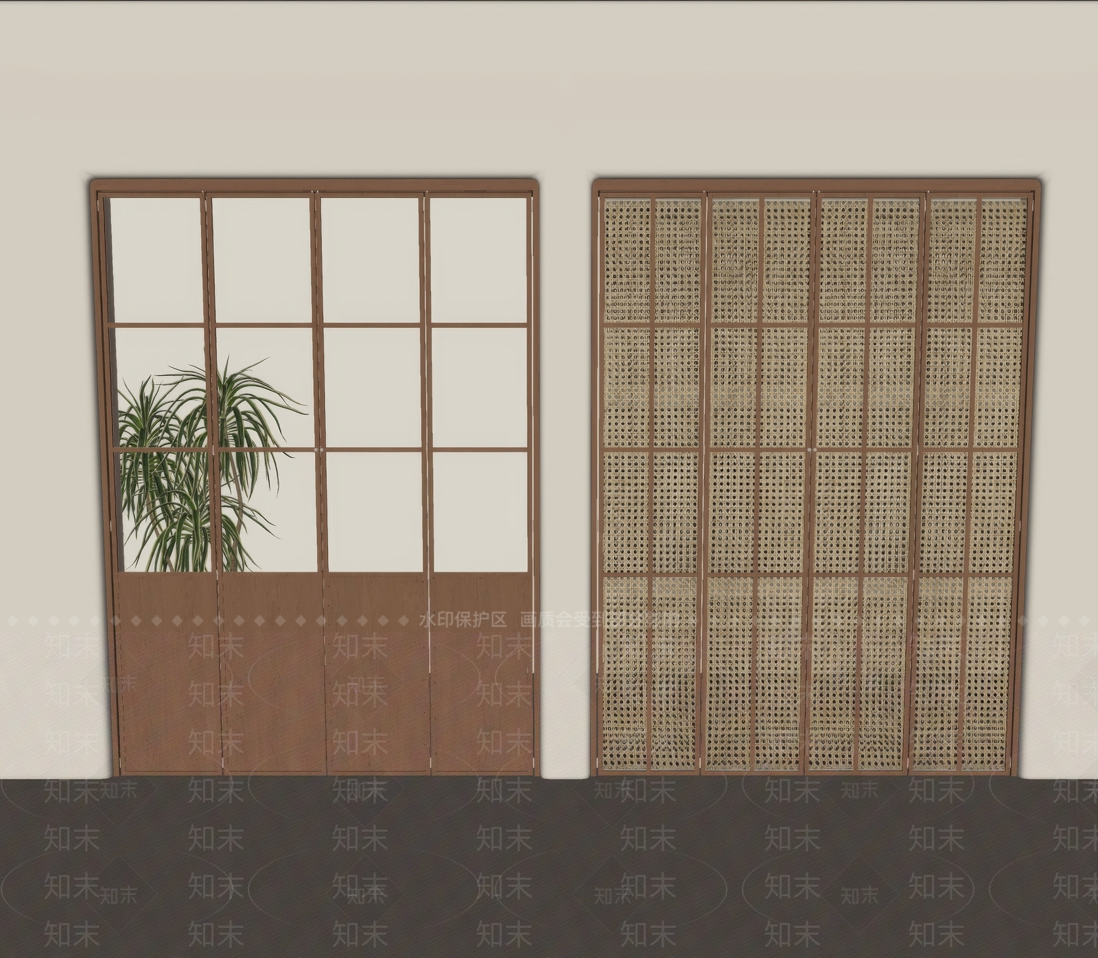 现代推拉门SU模型下载【ID:1168062394】