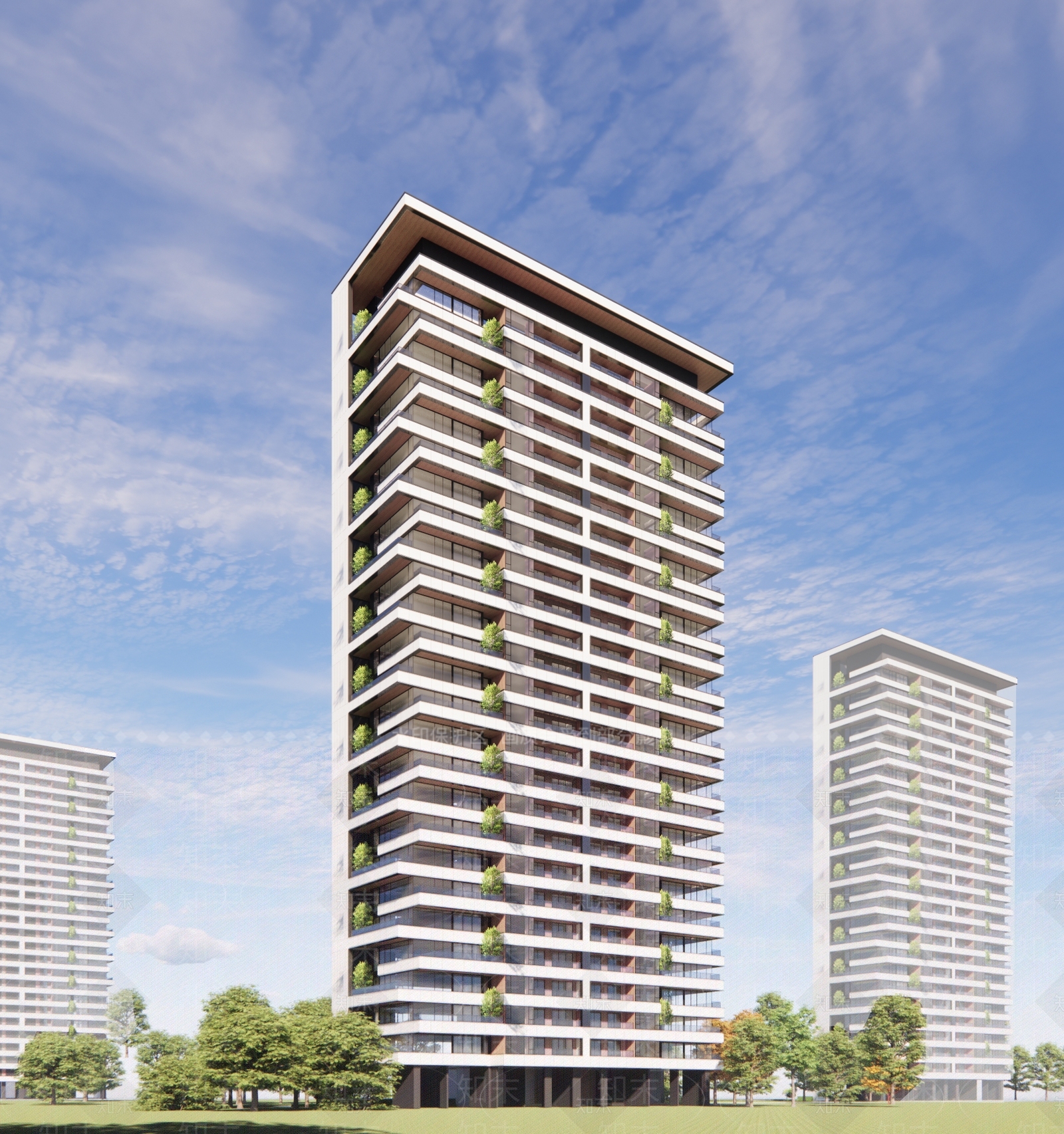 现代轻奢高层住宅SU模型下载【ID:1168395533】