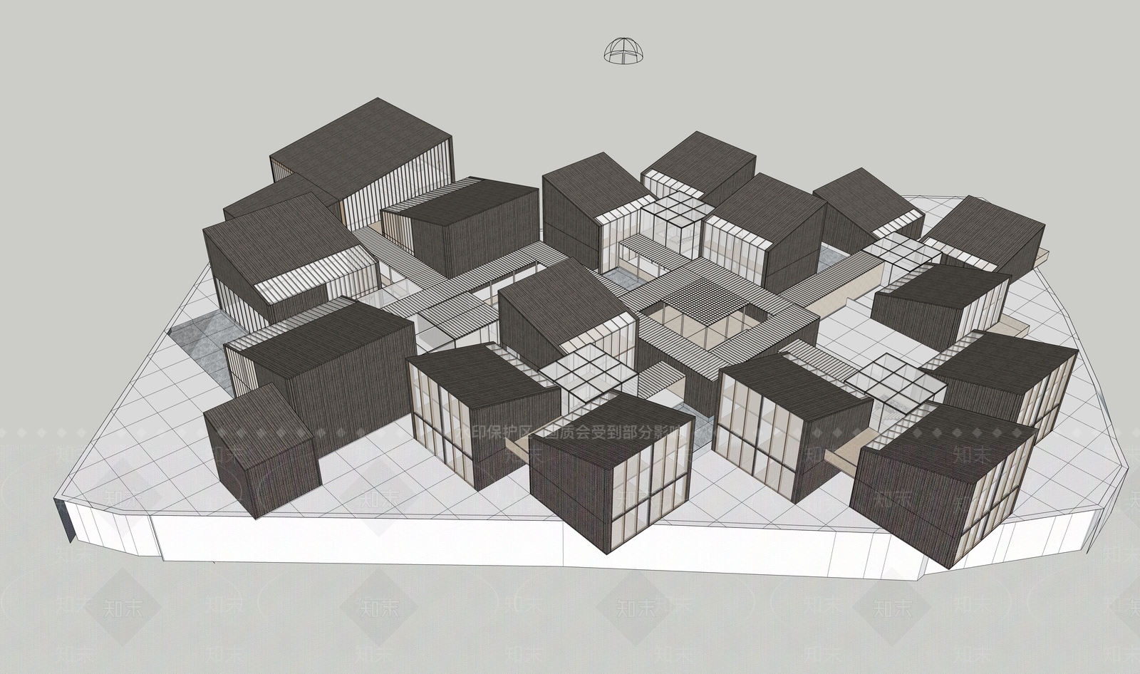 现代展览馆建筑SU模型下载【ID:1168070907】