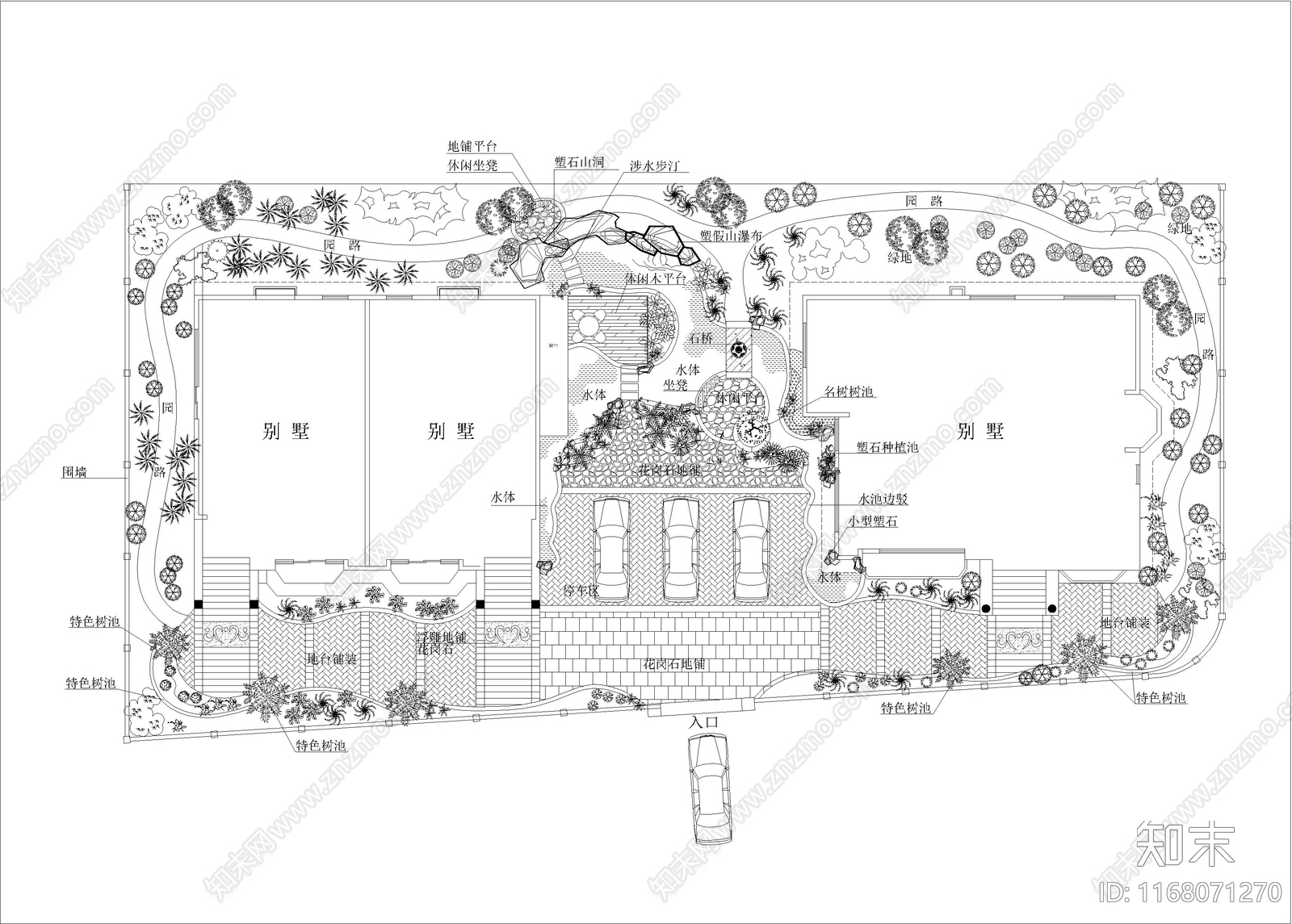 现代庭院cad施工图下载【ID:1168071270】