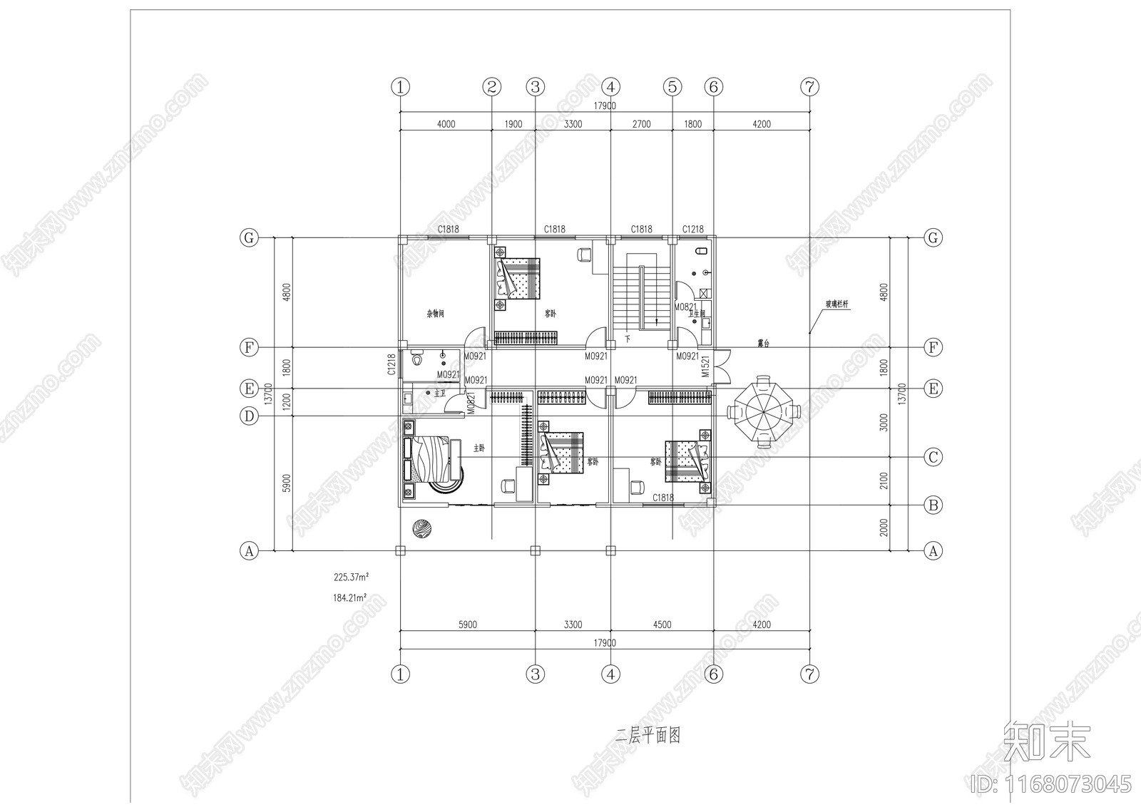 现代新中式别墅建筑cad施工图下载【ID:1168073045】