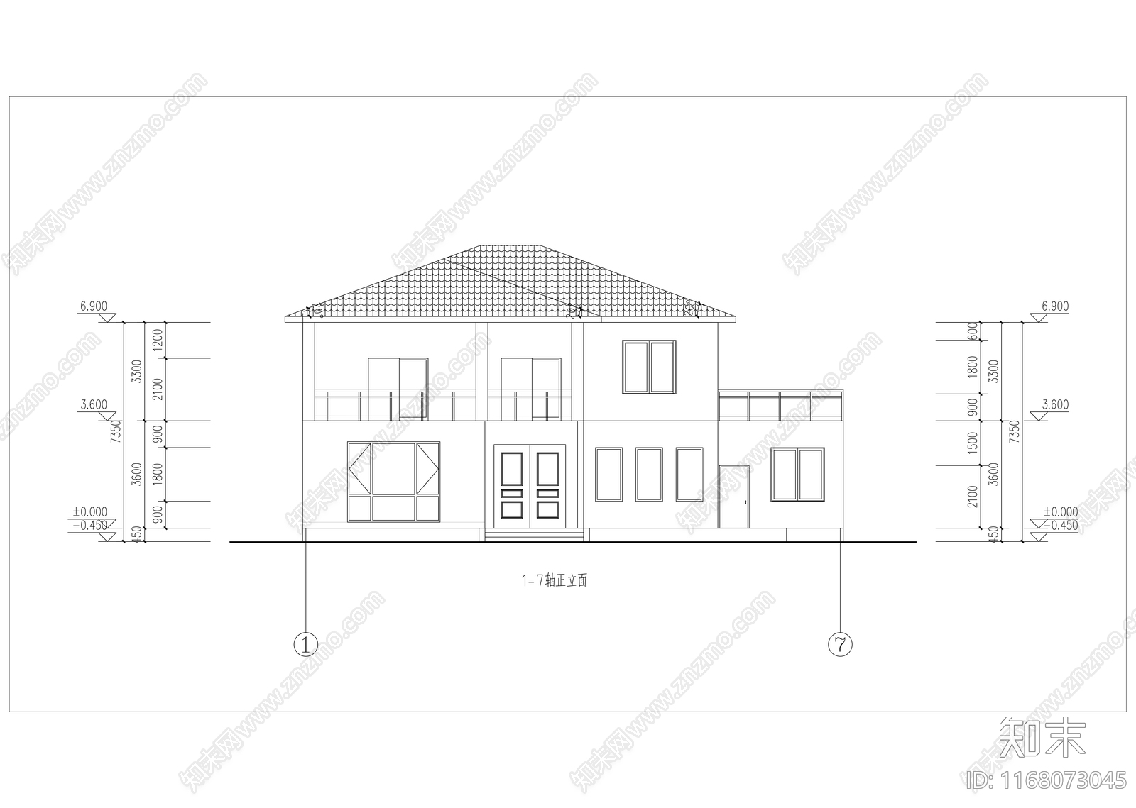 现代新中式别墅建筑cad施工图下载【ID:1168073045】