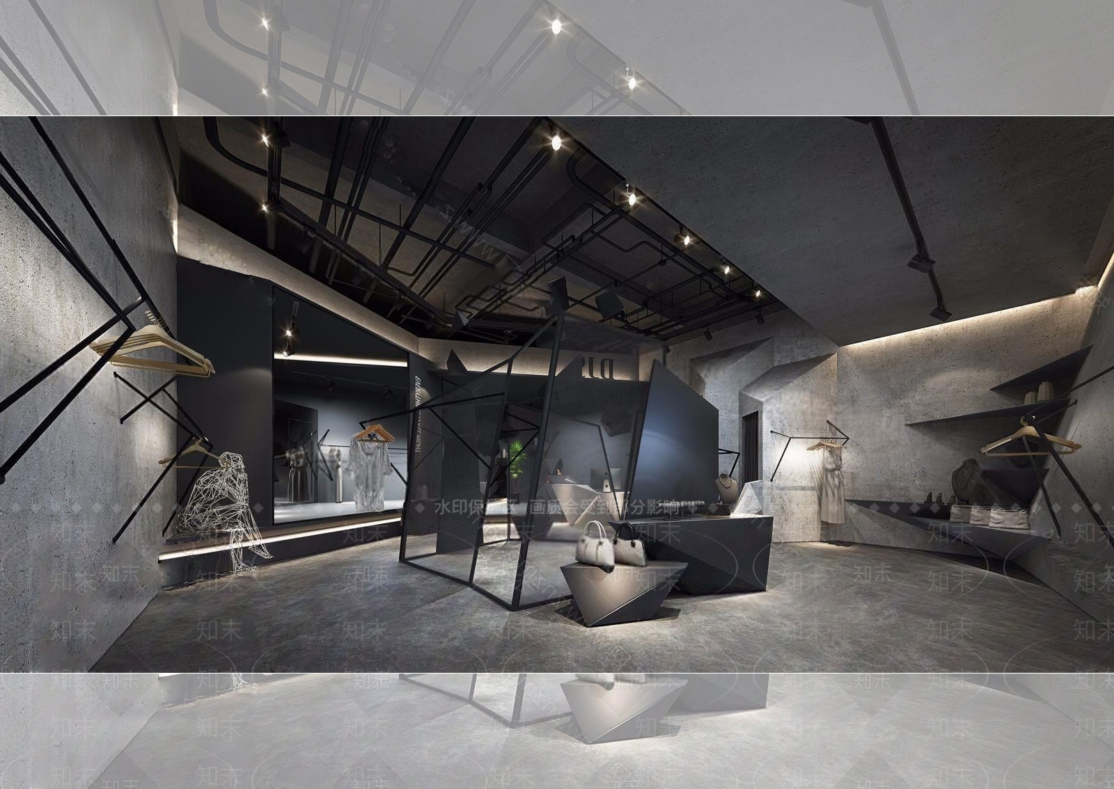 现代极简服装店3D模型下载【ID:1168075586】