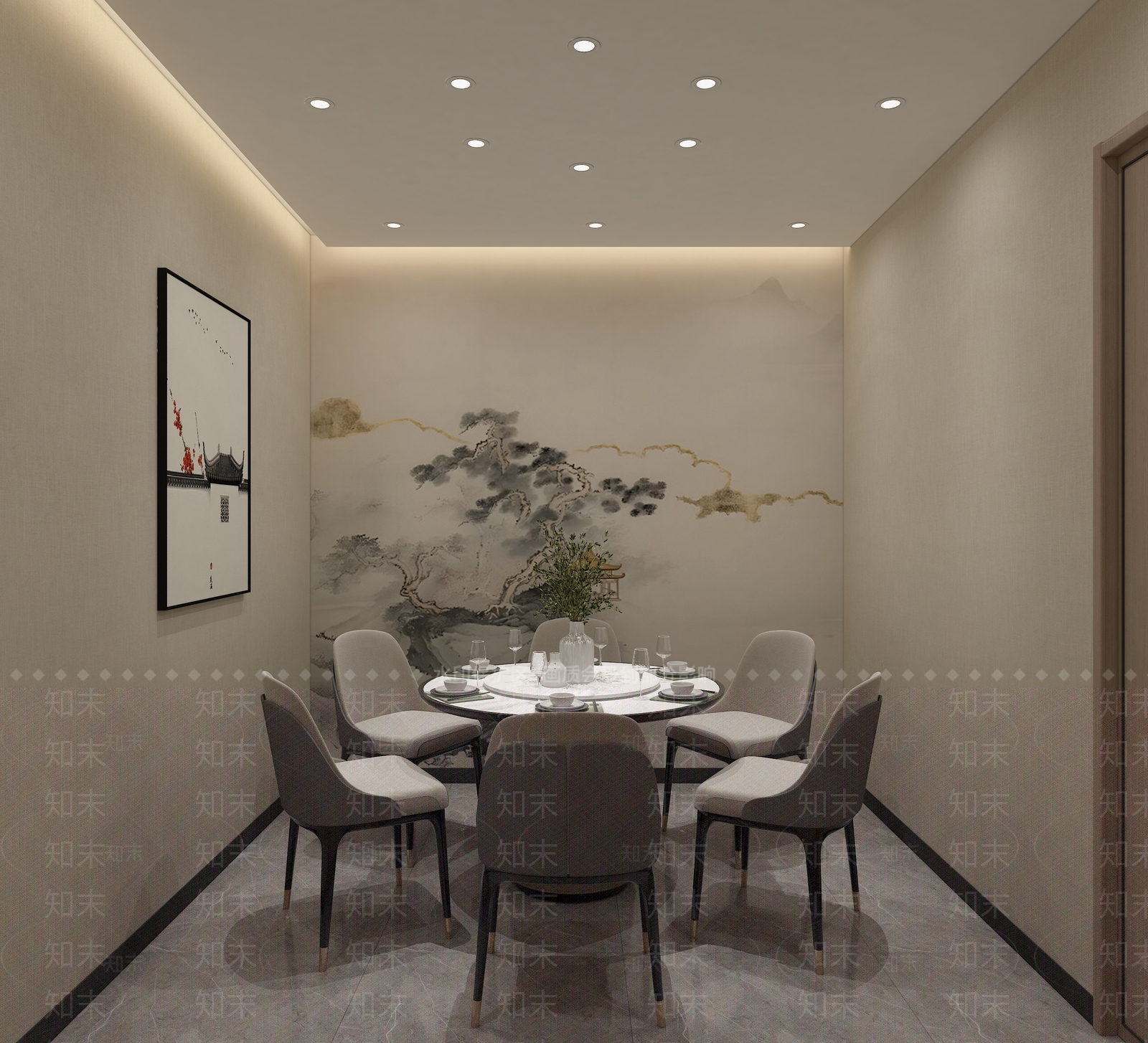 新中式现代中餐厅3D模型下载【ID:1168076393】