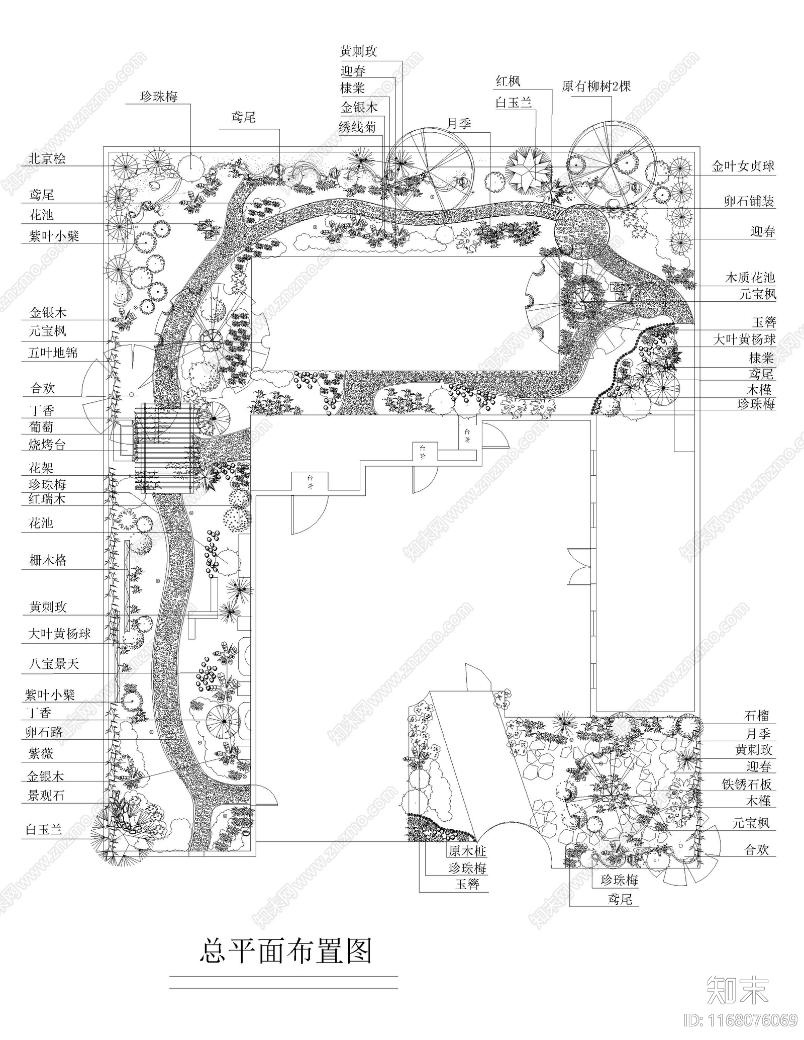 现代庭院cad施工图下载【ID:1168076069】