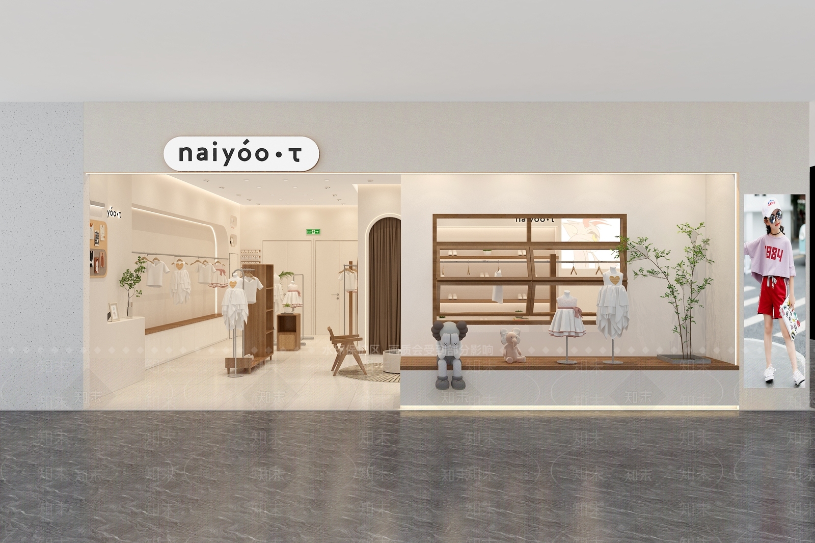 现代奶油服装店3D模型下载【ID:1168076456】
