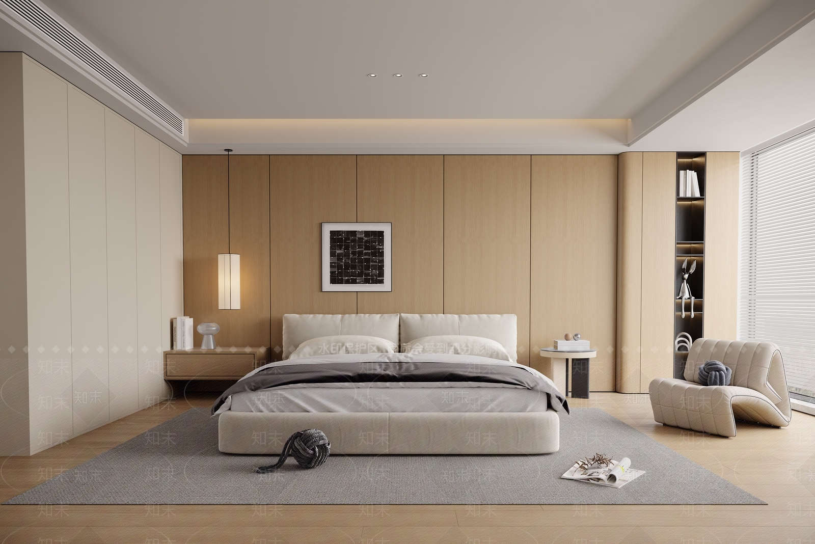 米色双人床双人床3D模型下载【ID:1227449462】