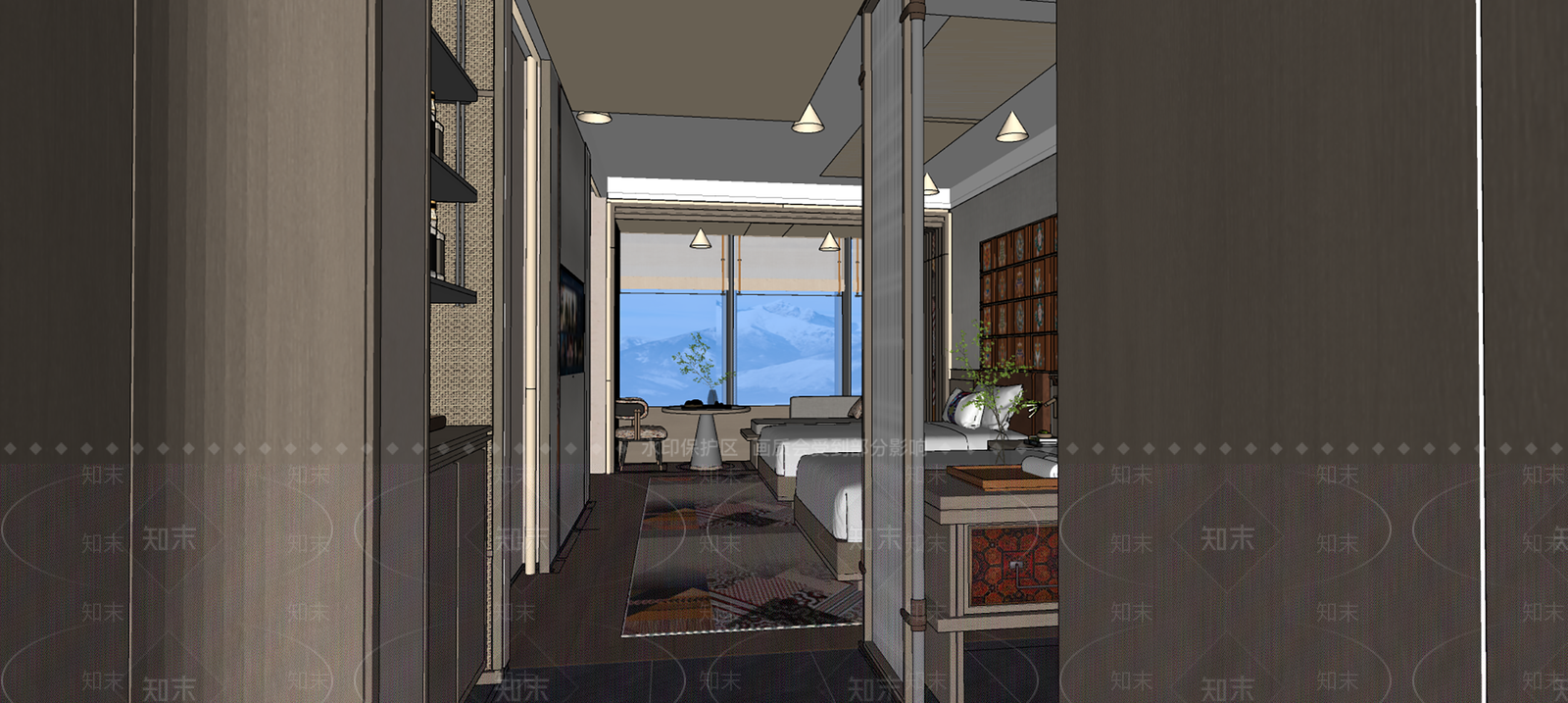 现代酒店客房SU模型下载【ID:1168087707】