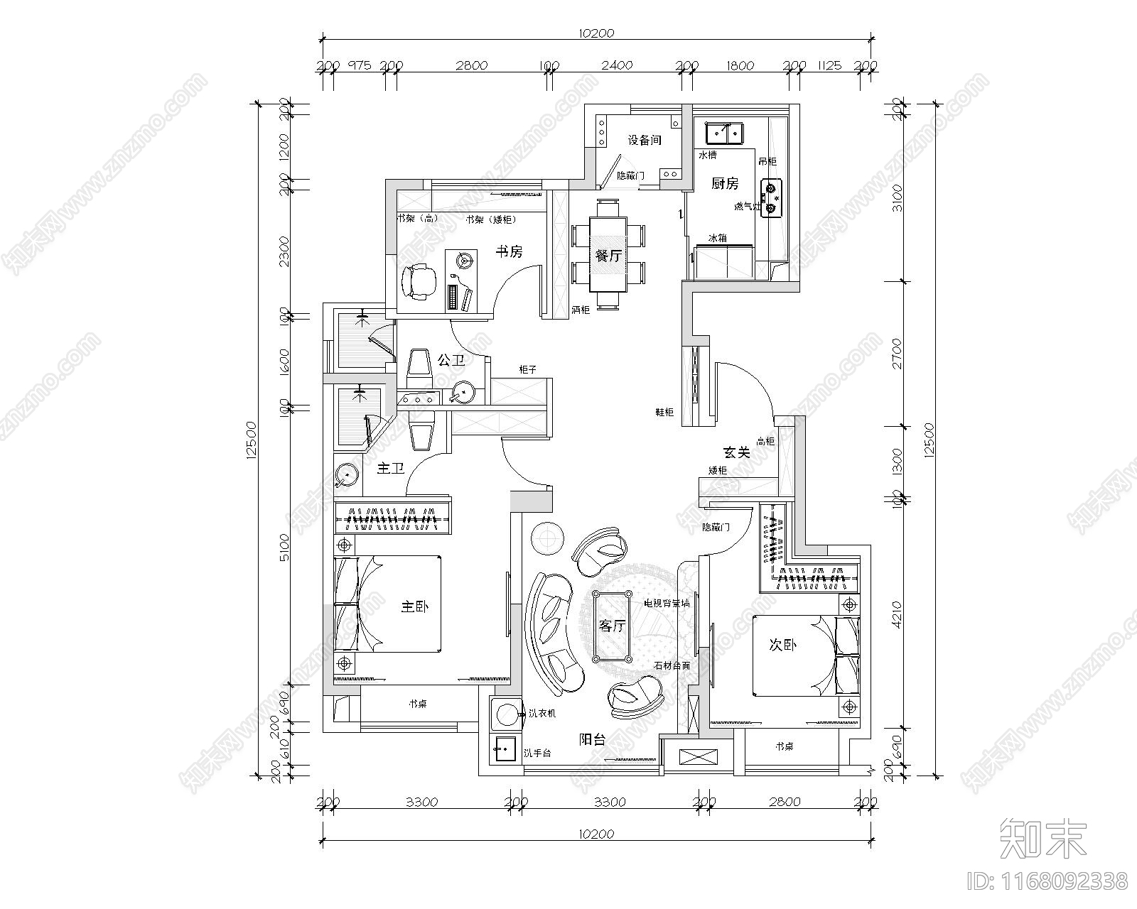 现代新中式住宅楼建筑施工图下载【ID:1168092338】