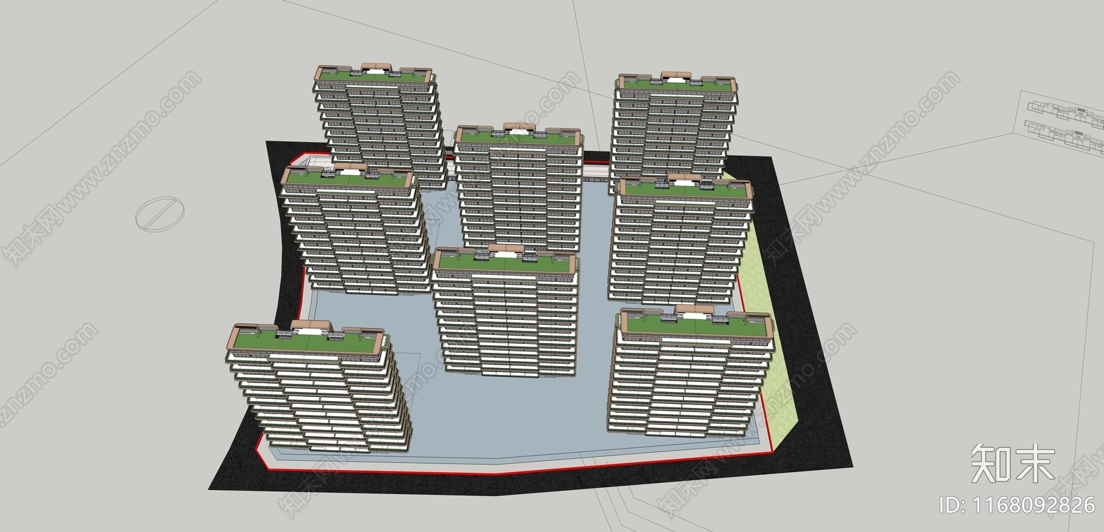 现代轻奢高层住宅SU模型下载【ID:1168092826】