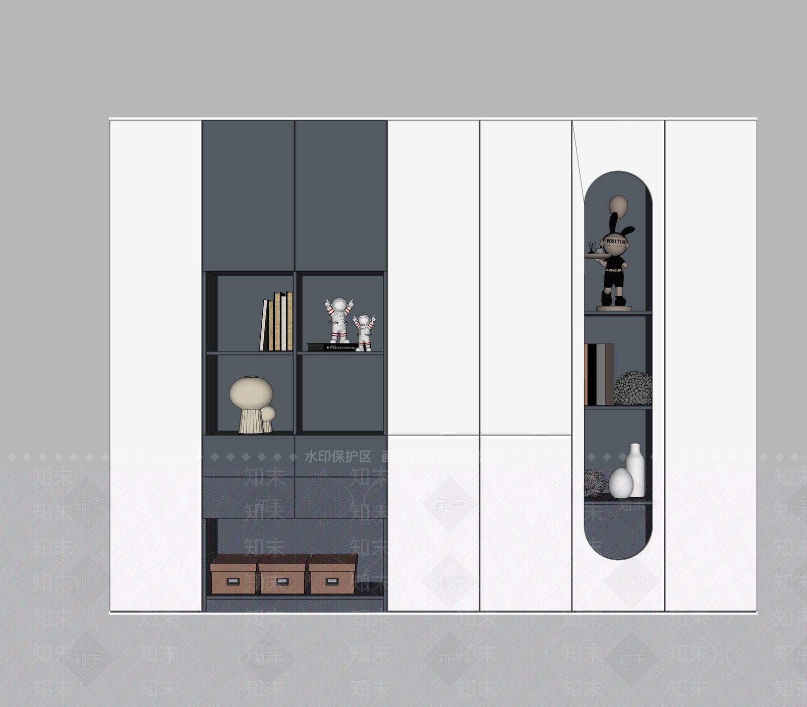 现代极简储物柜SU模型下载【ID:1168103897】