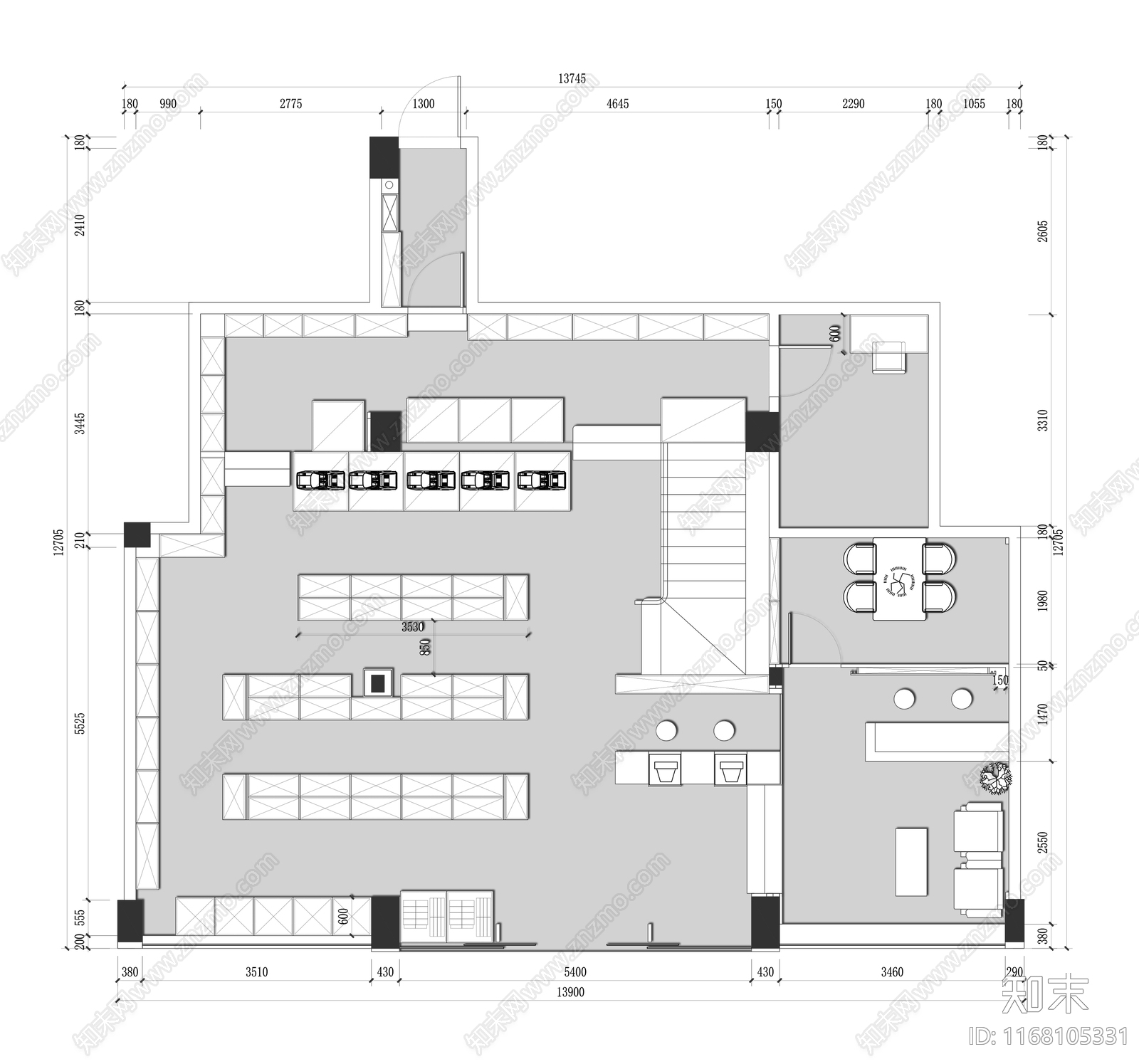 现代其他商业空间cad施工图下载【ID:1168105331】