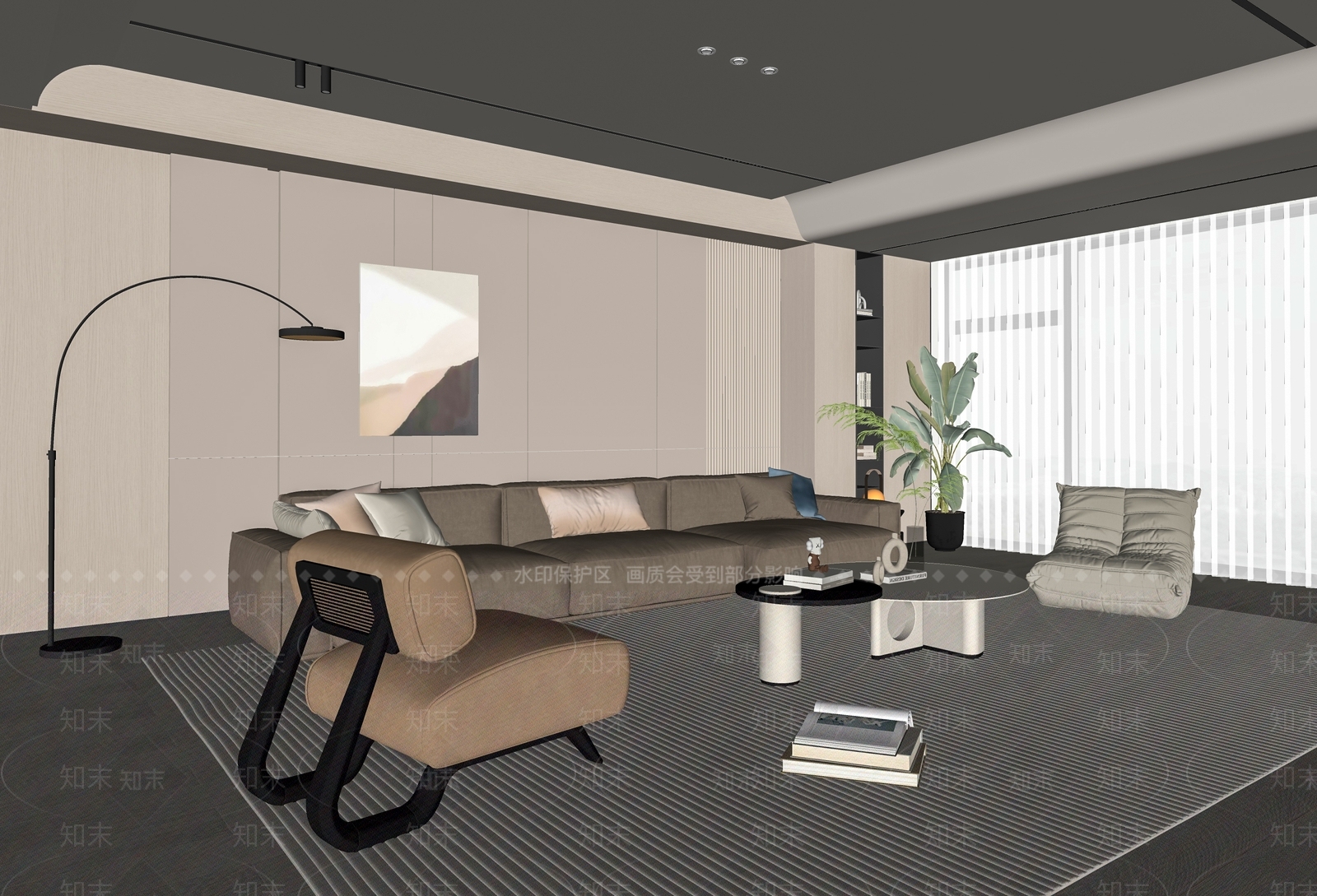 现代别墅客厅SU模型下载【ID:1168108278】