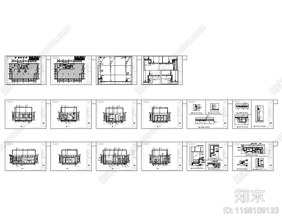 现代新中式住宅楼建筑cad施工图下载【ID:1168109133】