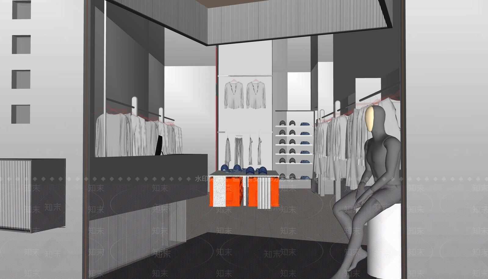 现代极简服装店SU模型下载【ID:1168110251】