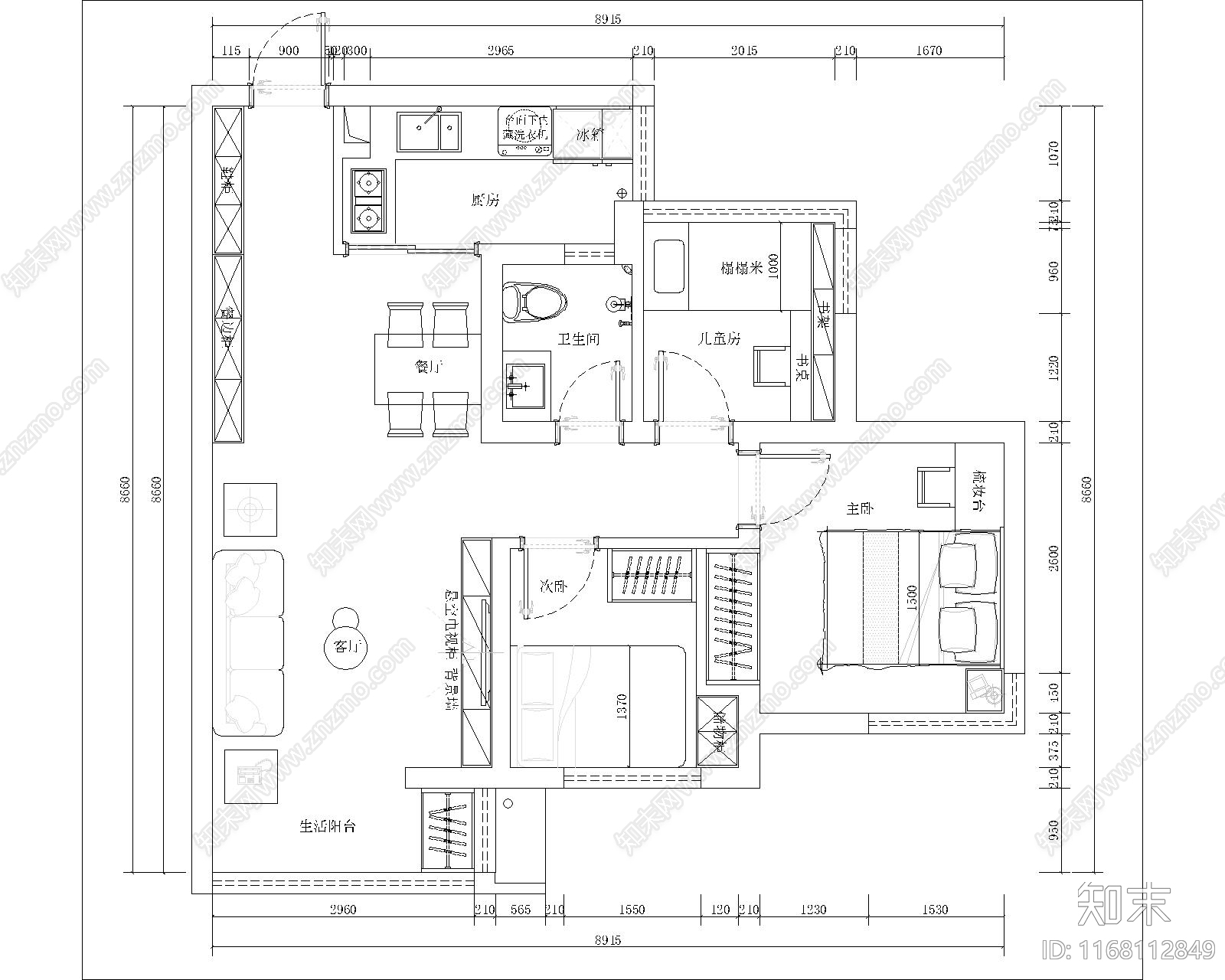 现代新中式住宅楼建筑cad施工图下载【ID:1168112849】