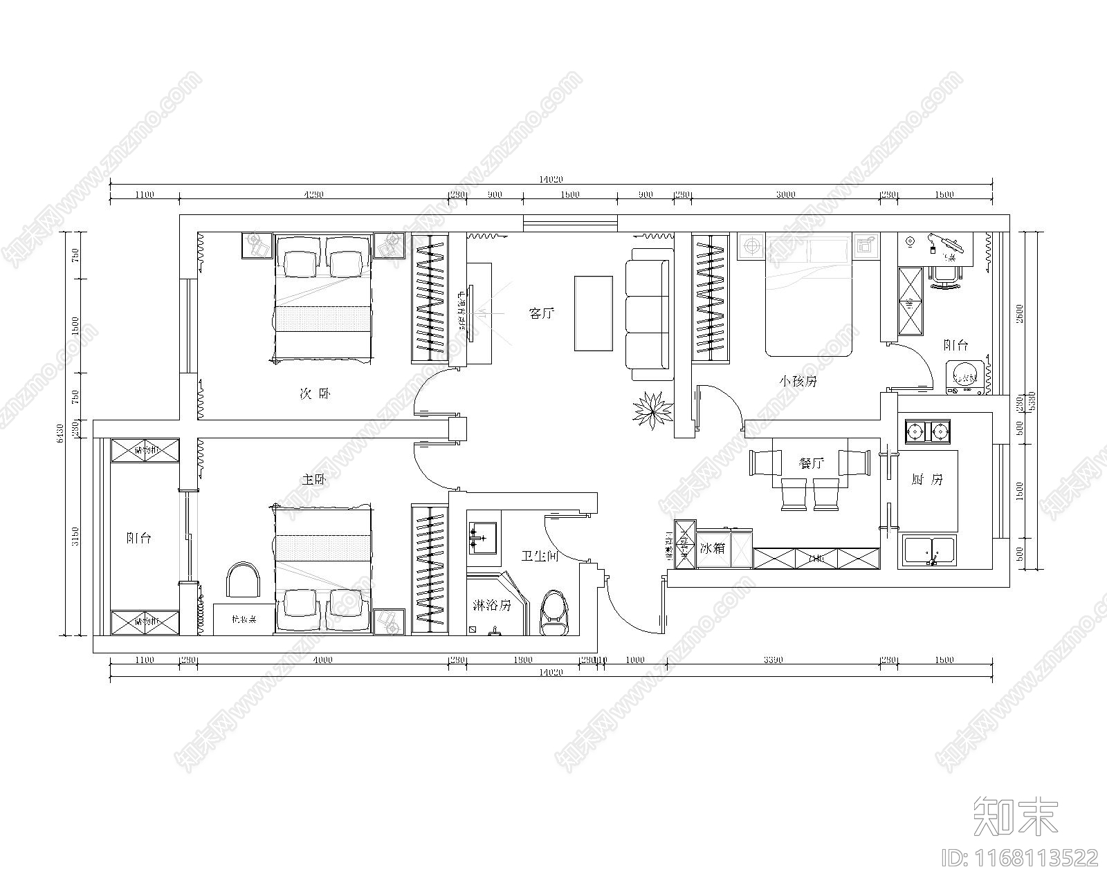 现代新中式住宅楼建筑cad施工图下载【ID:1168113522】