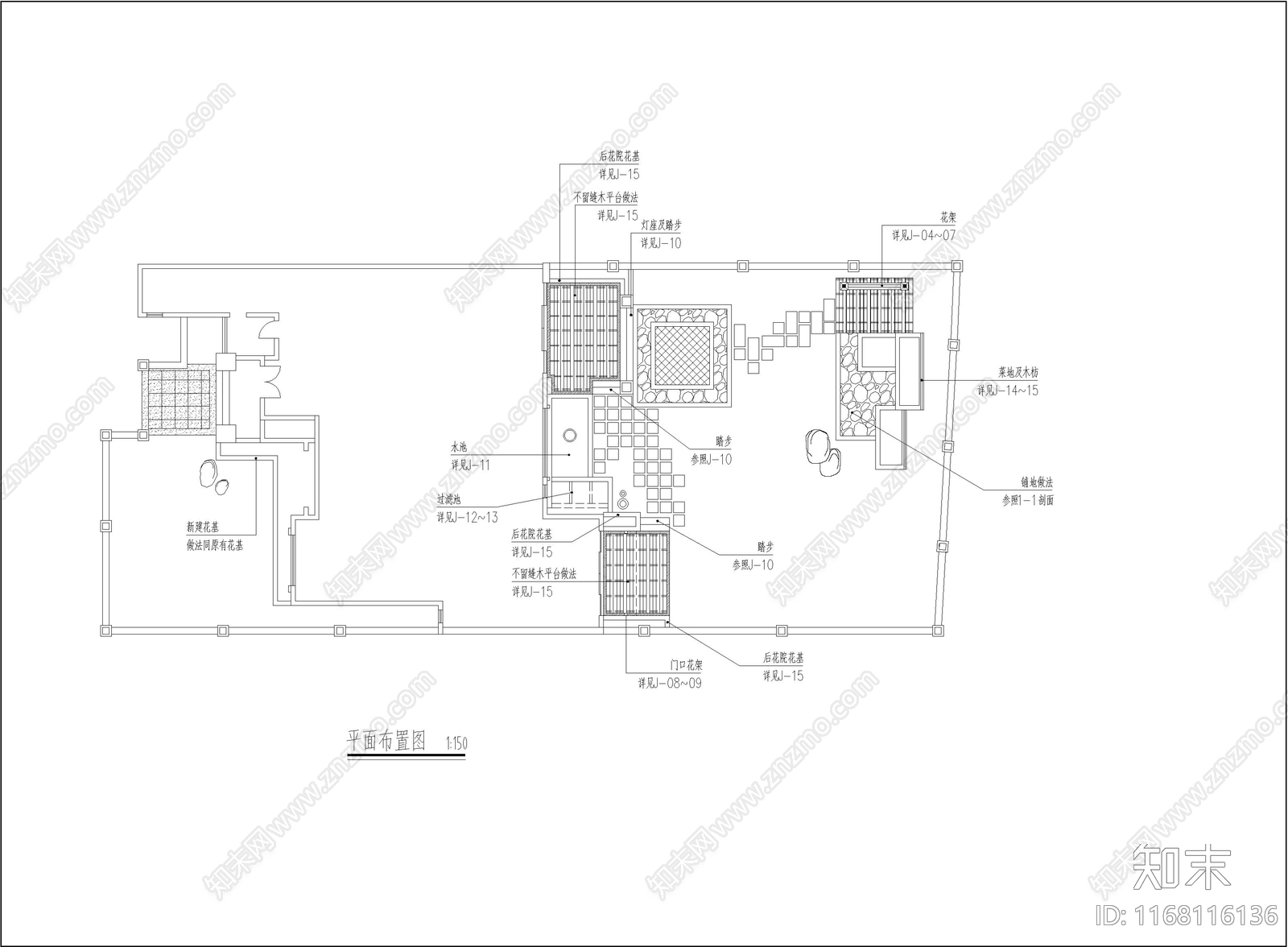 现代庭院cad施工图下载【ID:1168116136】