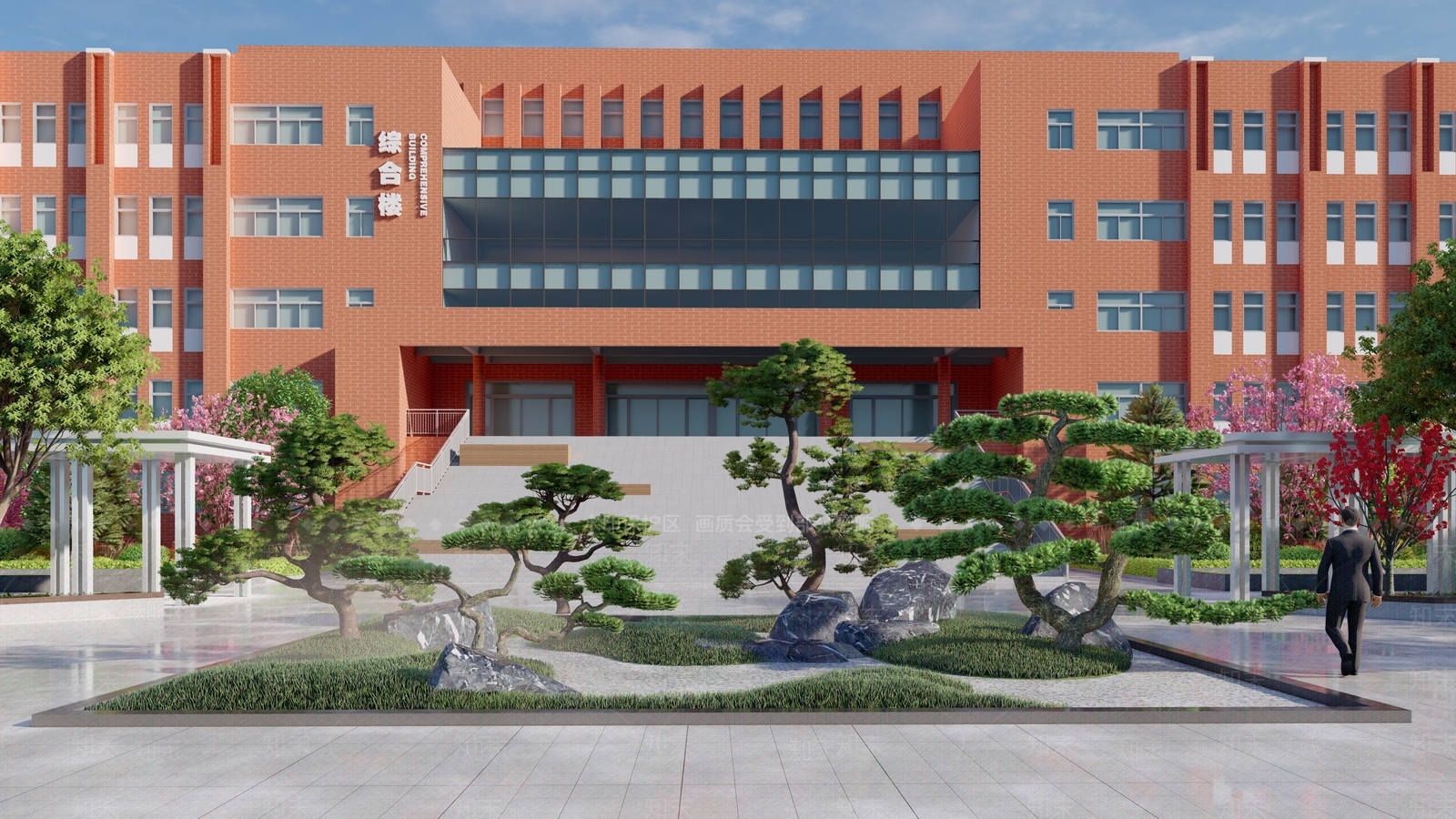 现代简约校园景观SU模型下载【ID:1168119818】