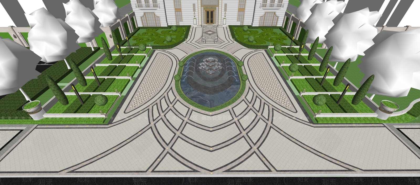 现代欧式广场景观SU模型下载【ID:1168122548】