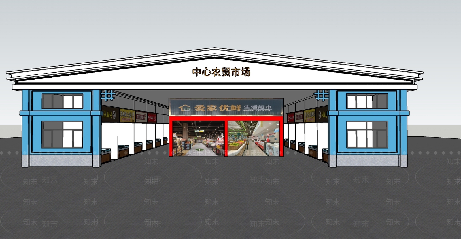 现代菜市场SU模型下载【ID:1168124105】