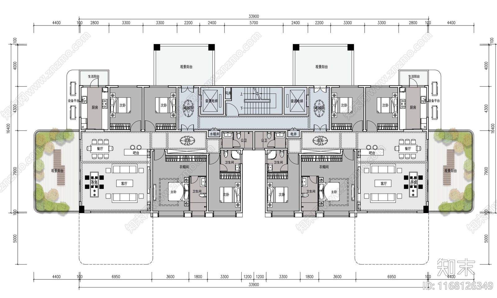 现代住宅楼建筑施工图下载【ID:1168126349】